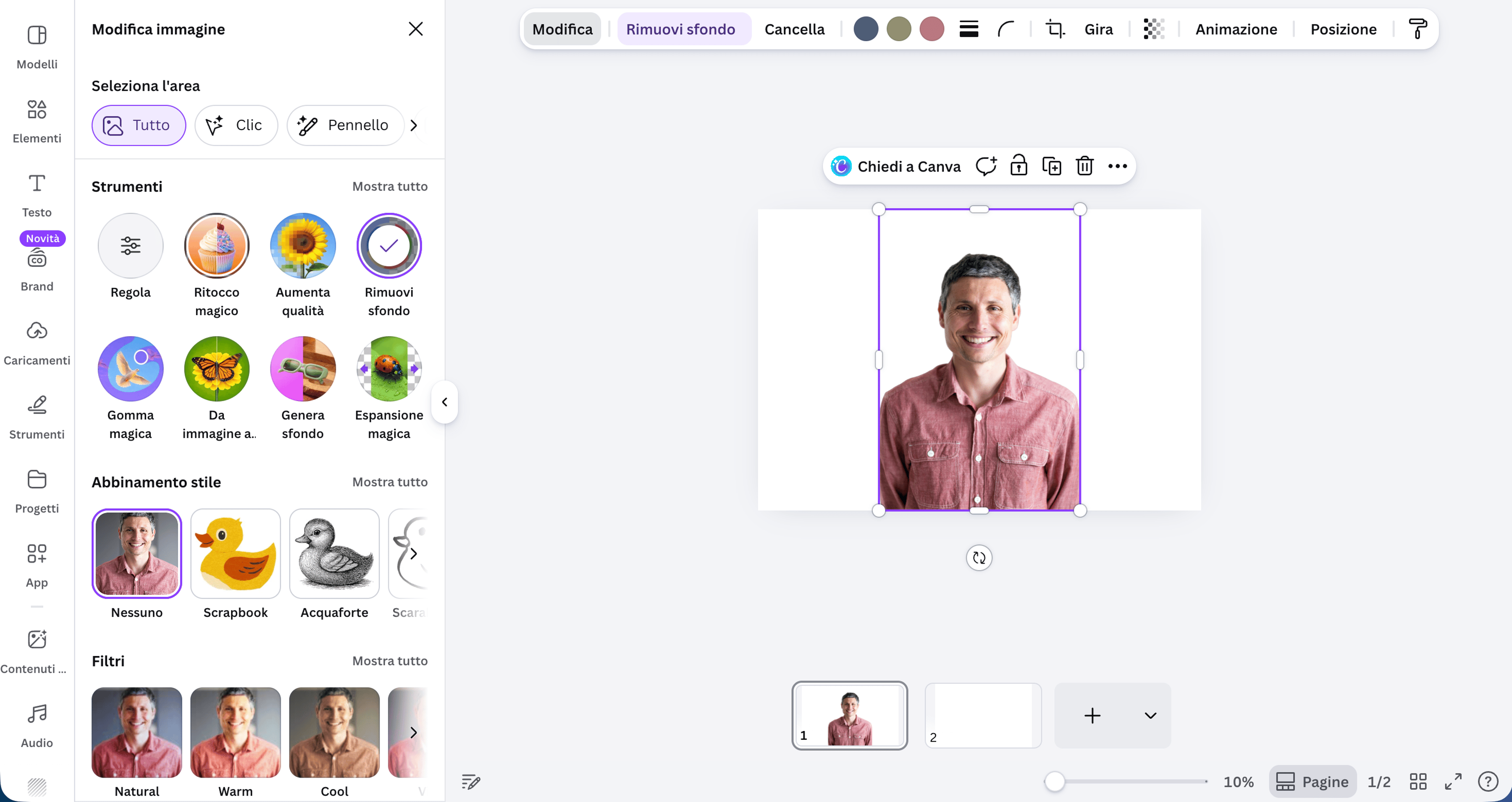 Come creare una fototessera con Canva