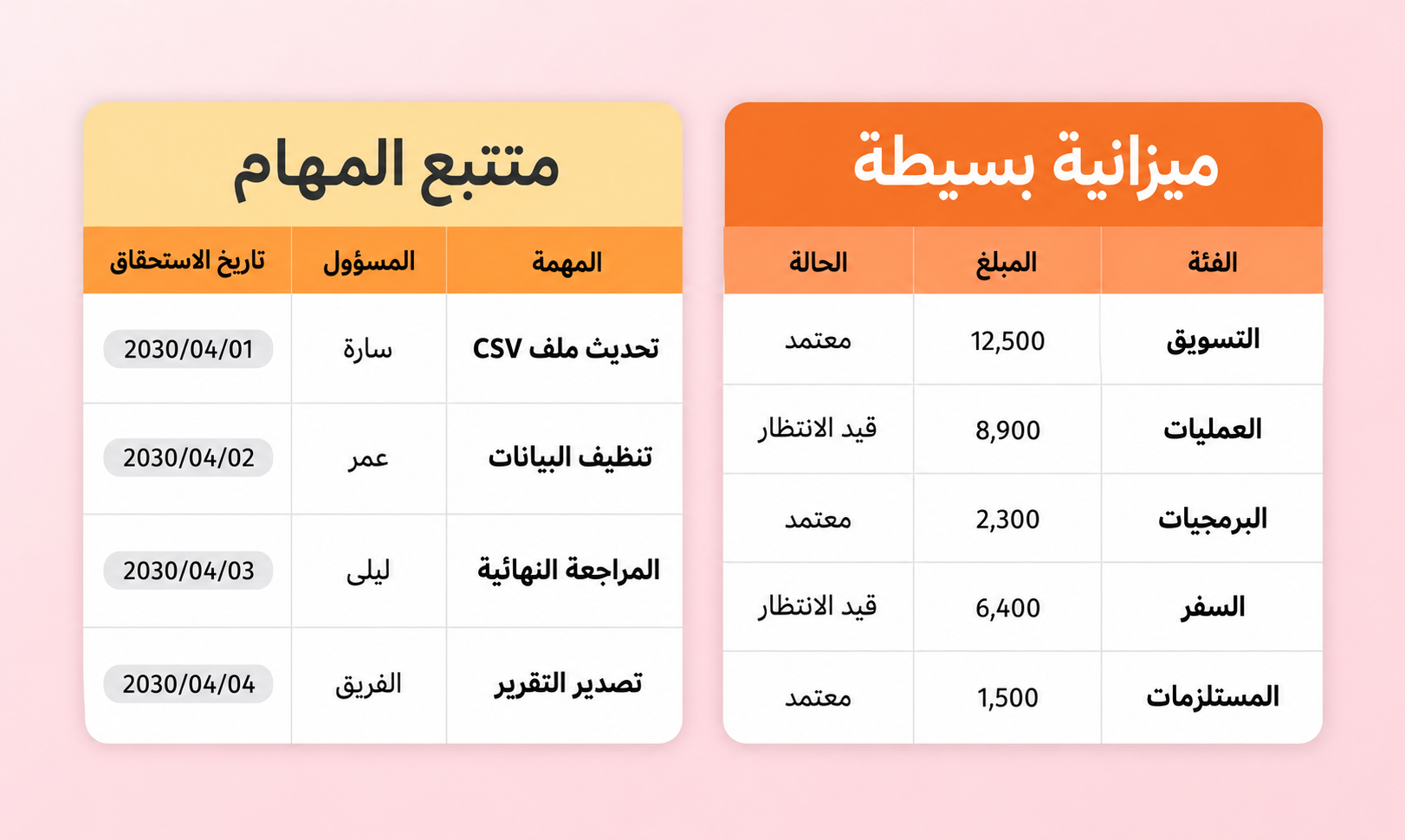 بانر عارض CSV على الهاتف