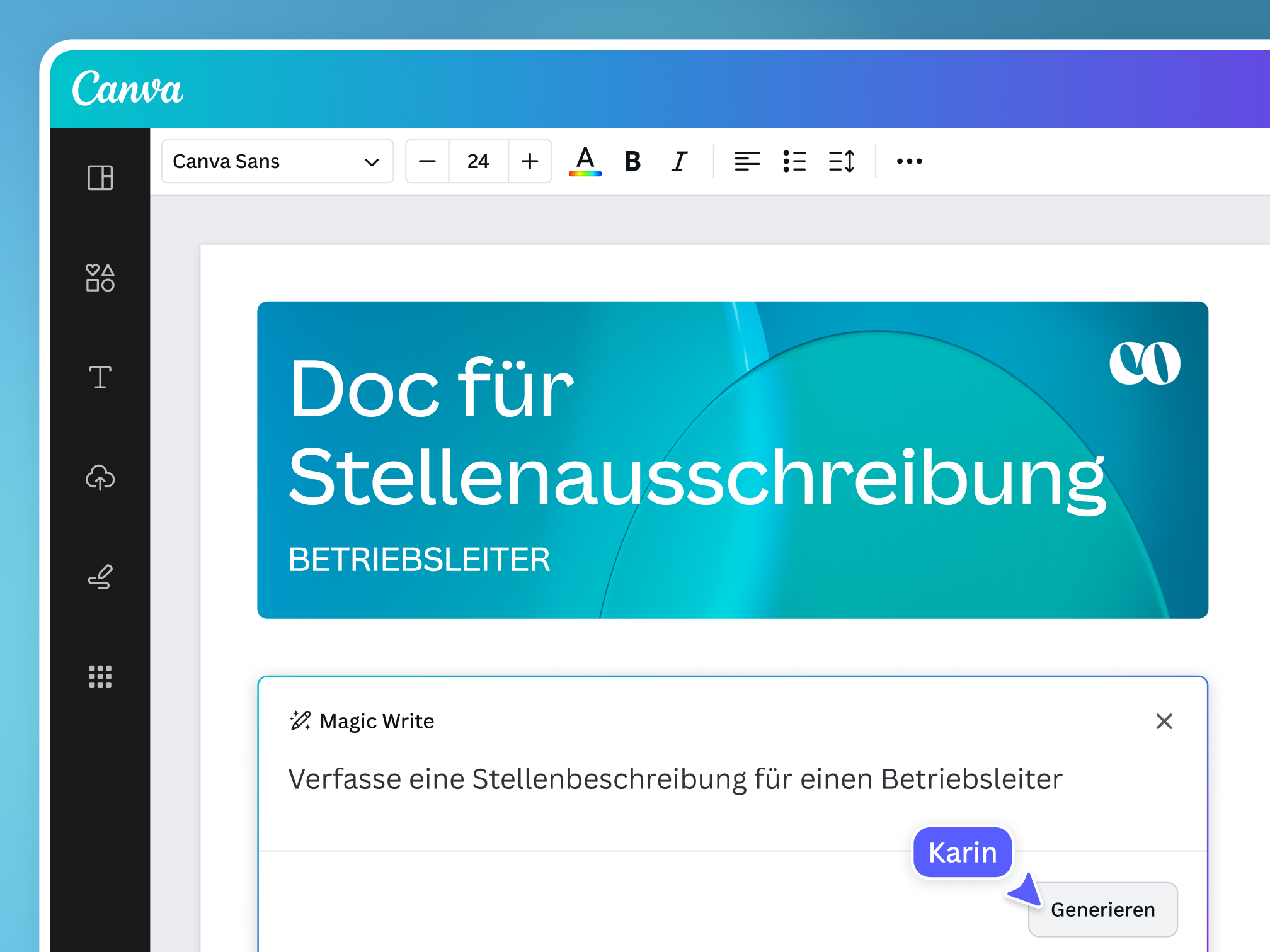 Preview of the Magic Write, an AI text generator and AI writer tool