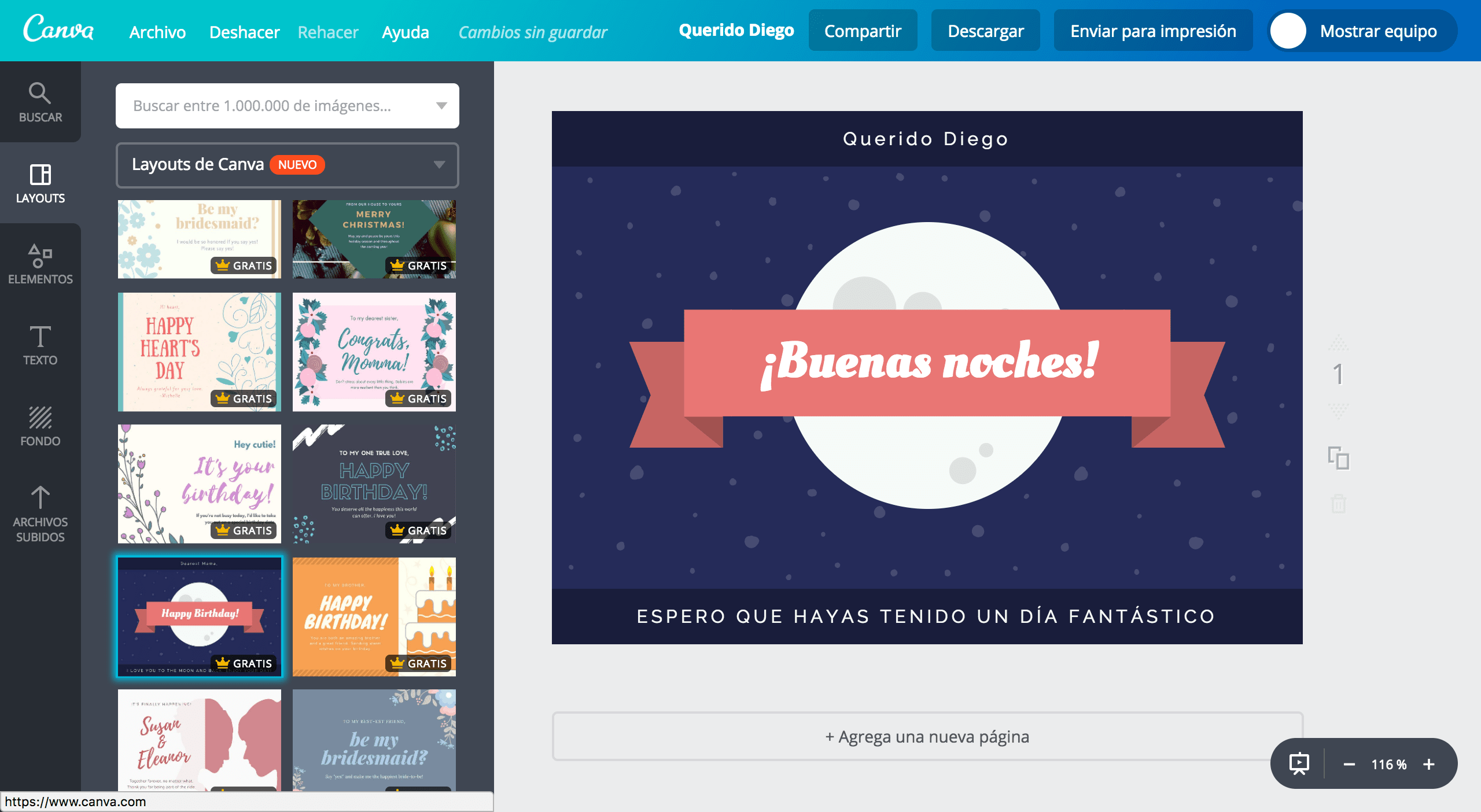 Tarjetas de buenas noches