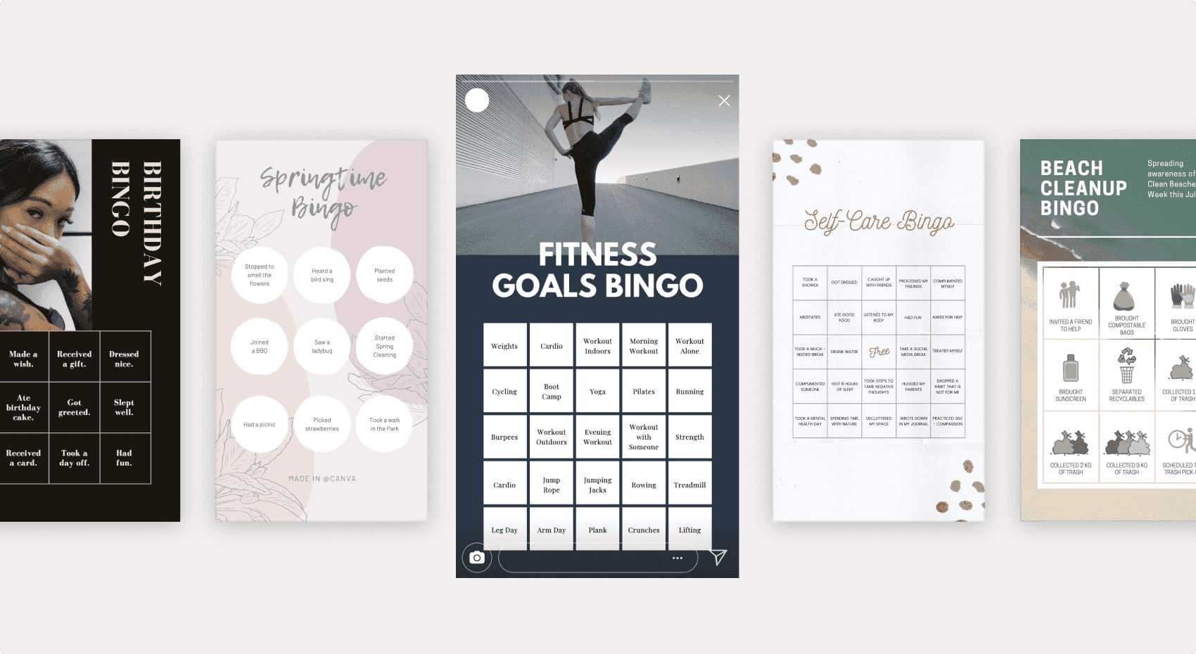 create Instagram Bingo cards - content image Canva bingo card designs