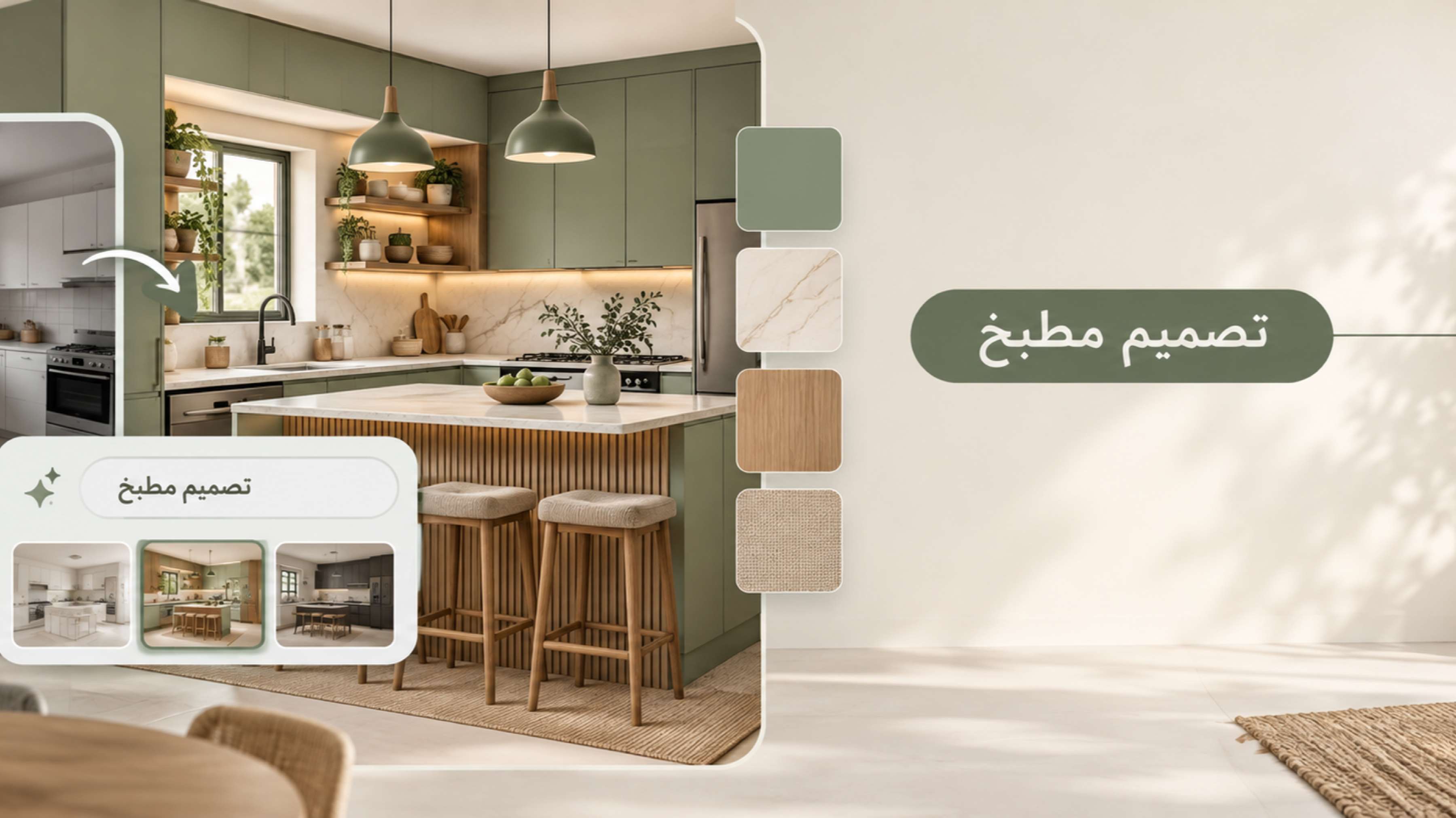 تصميم مطبخ بالذكاء الاصطناعي مع معاينة قبل وبعد في Canva