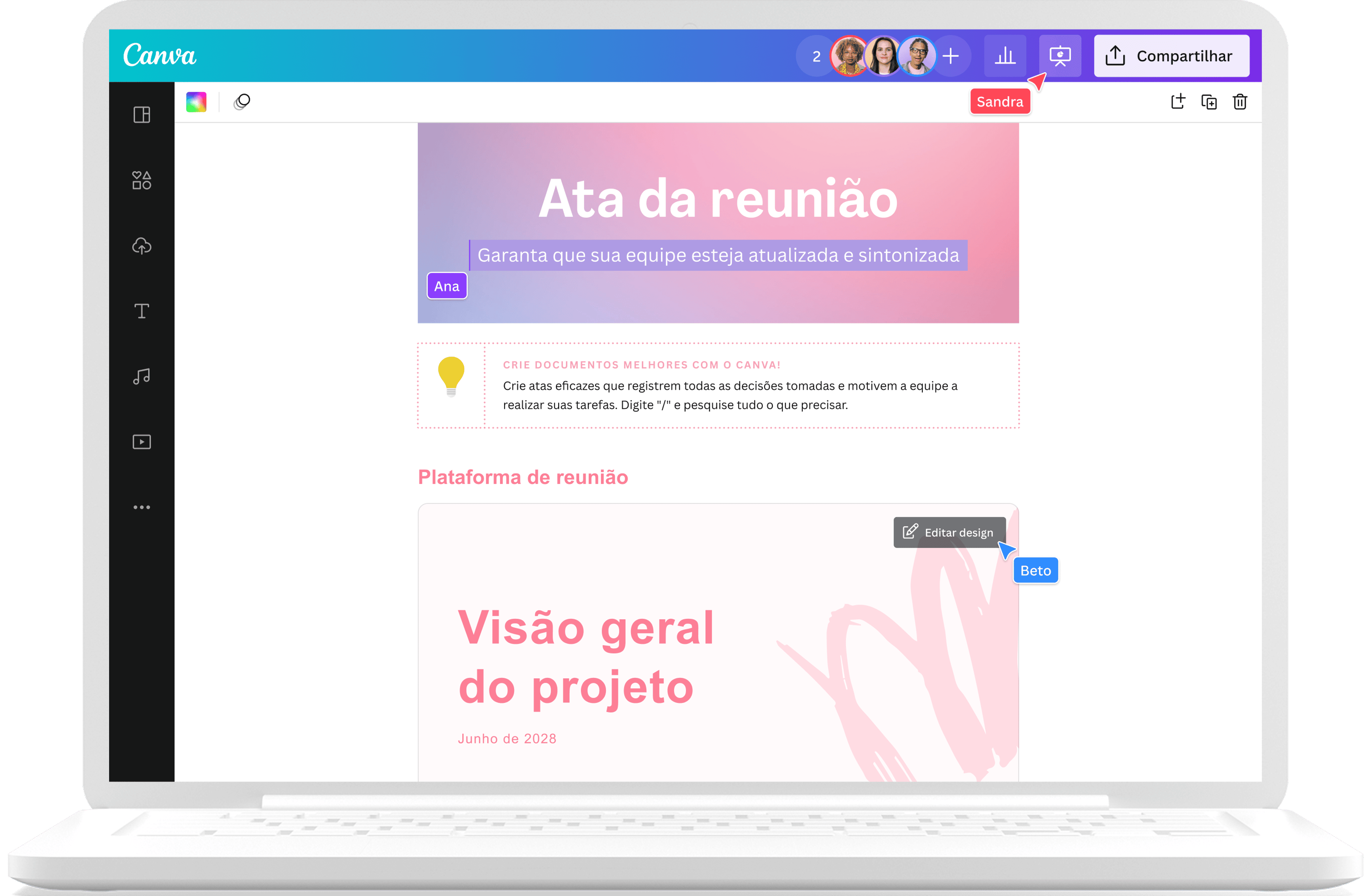 Como editar documentos usando o Canva Docs