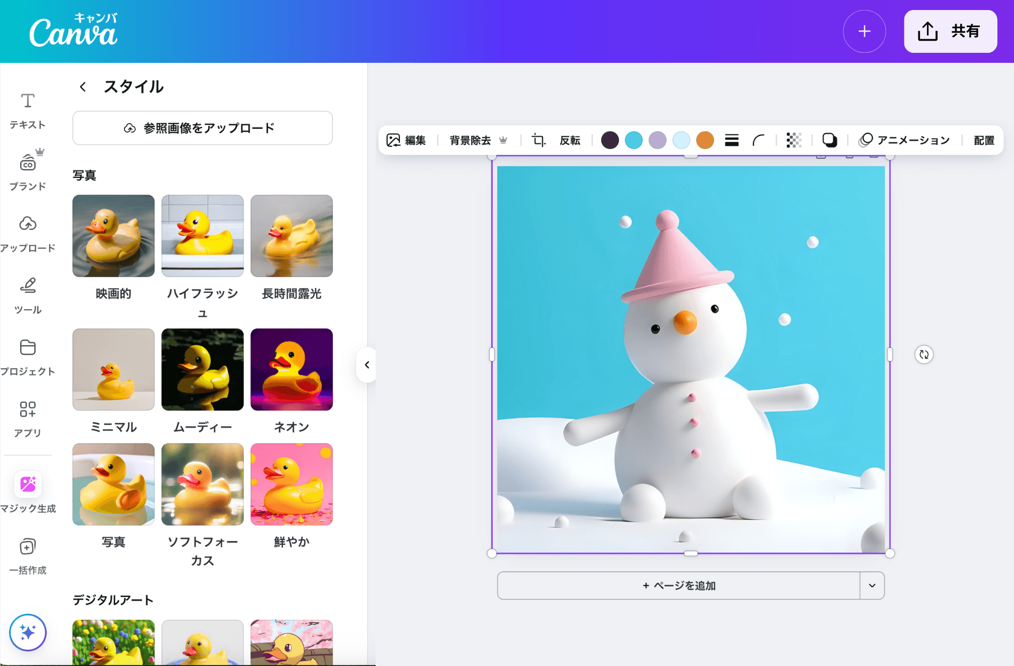 キャラクターを多彩なスタイルで生成