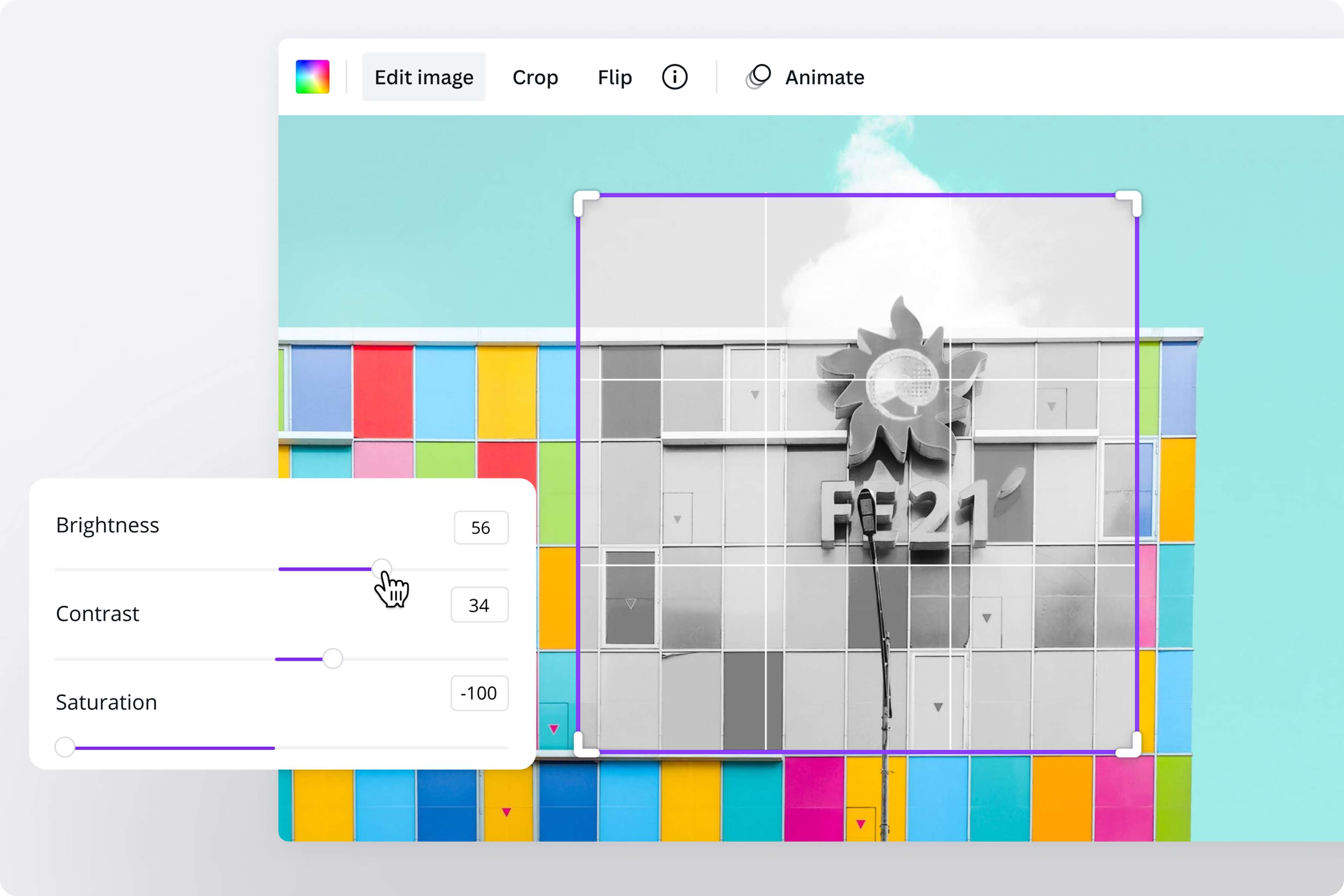 Turn your image into grayscale with photo editing tools