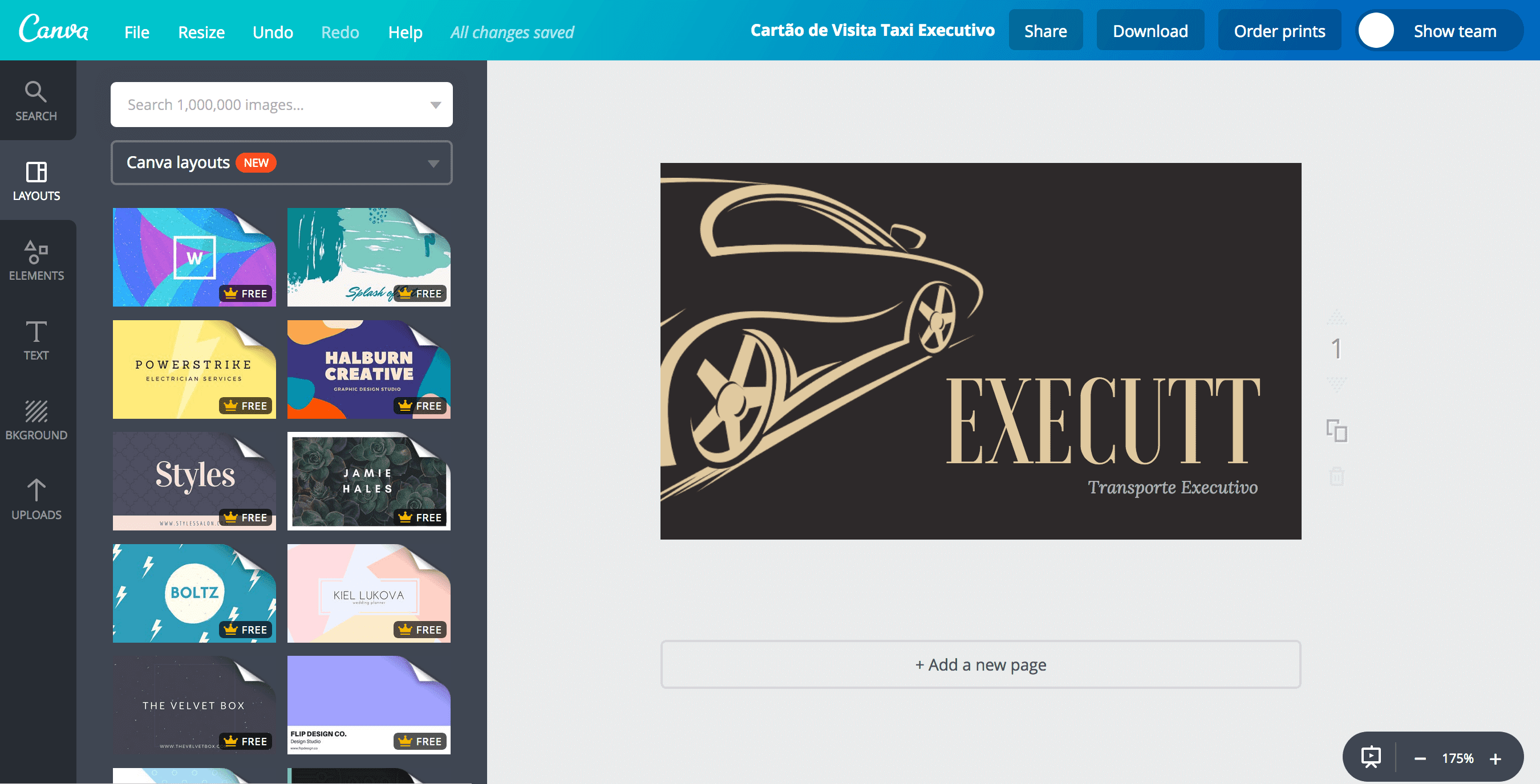 Cartão de visita de táxi executivo Cartão de visita de táxi executivo