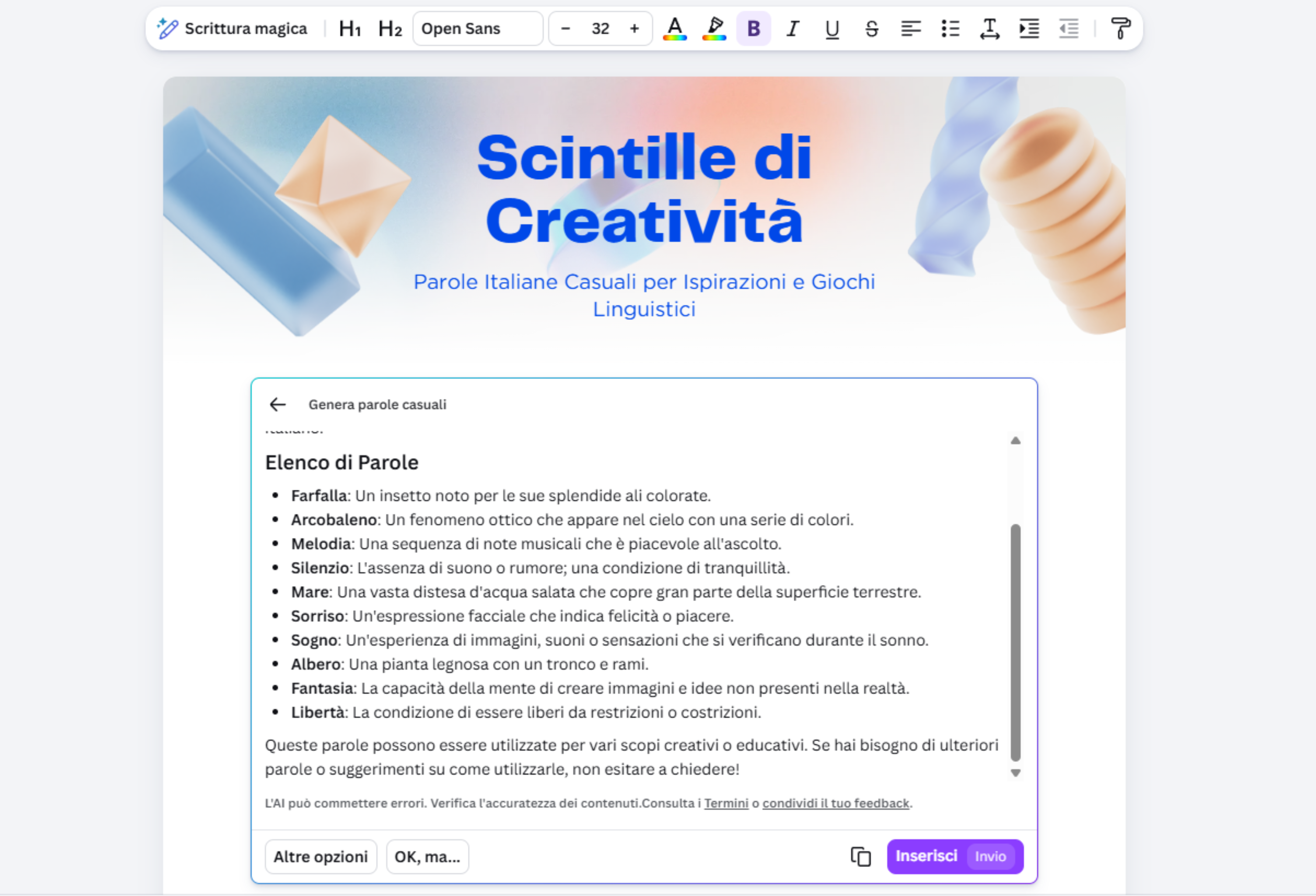 esempio di parole casuali