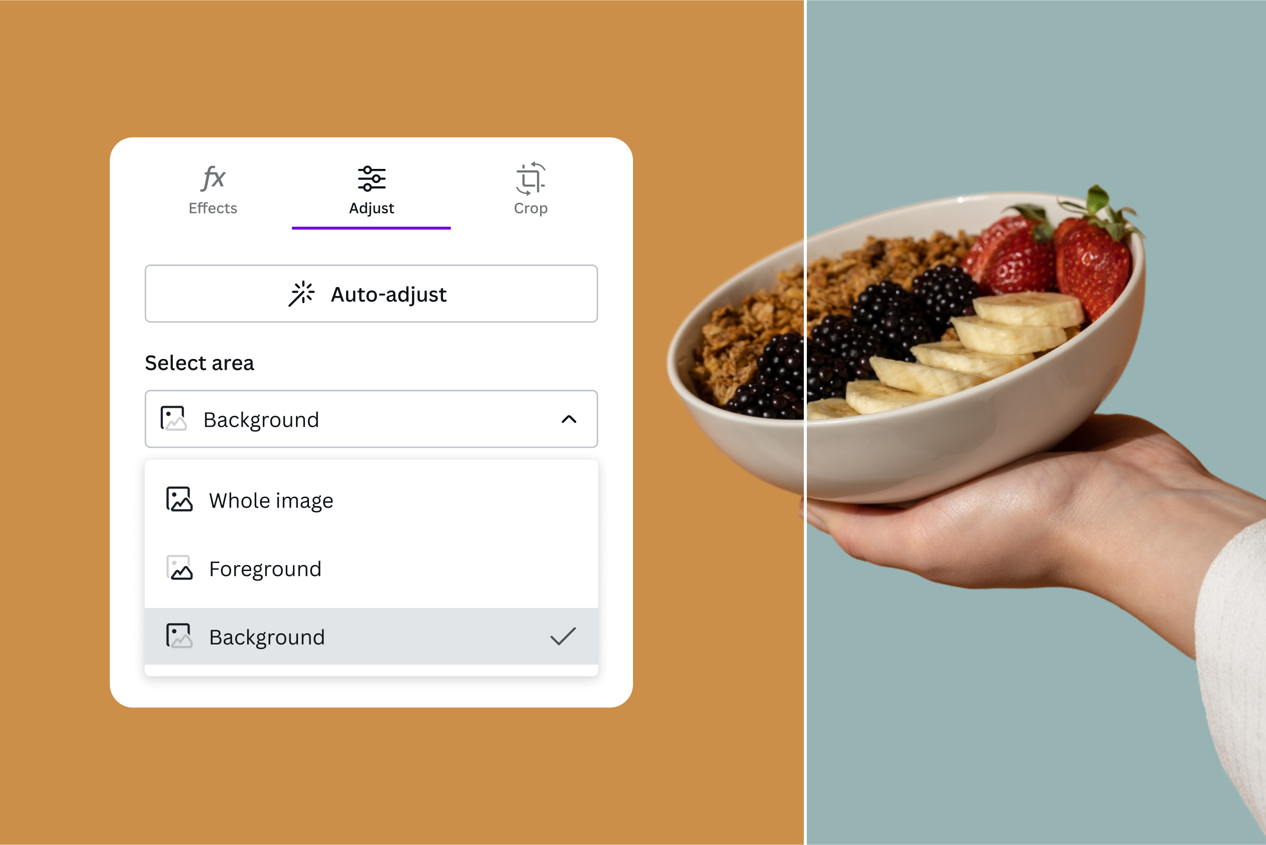 Select and edit your image background color