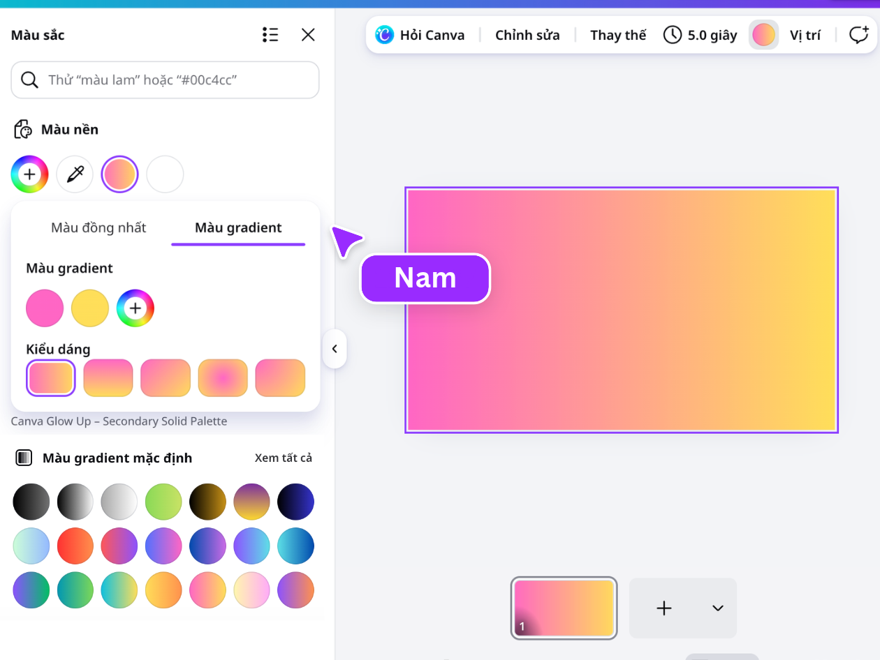 Tùy chỉnh màu nền gradient theo bảng màu thương hiệu. Tùy chỉnh màu nền gradient theo bảng màu thương hiệu.