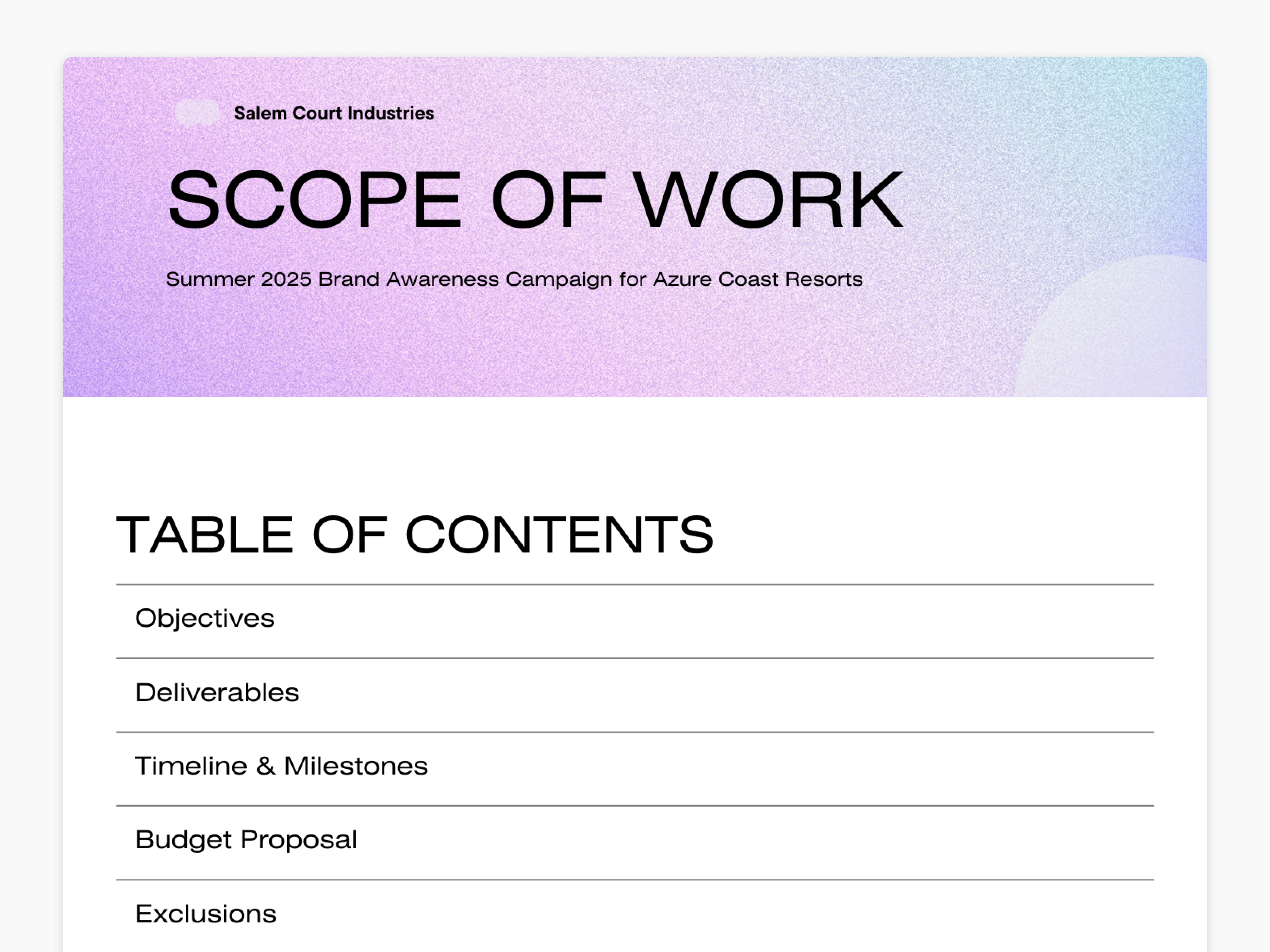 Write a scope of work: Meaning, examples, templates | Canva
