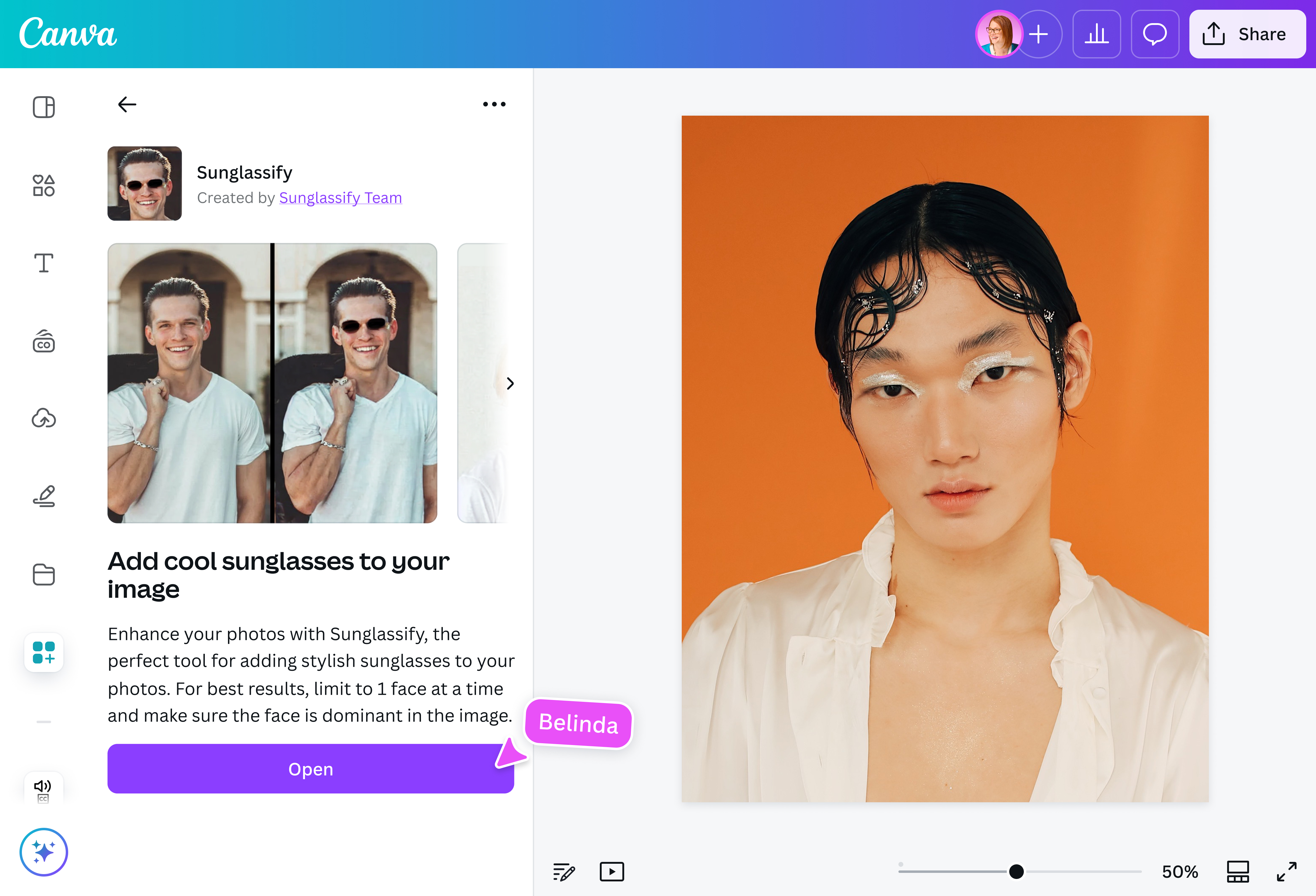 Add glasses to photo: Free sunglasses filter | Canva