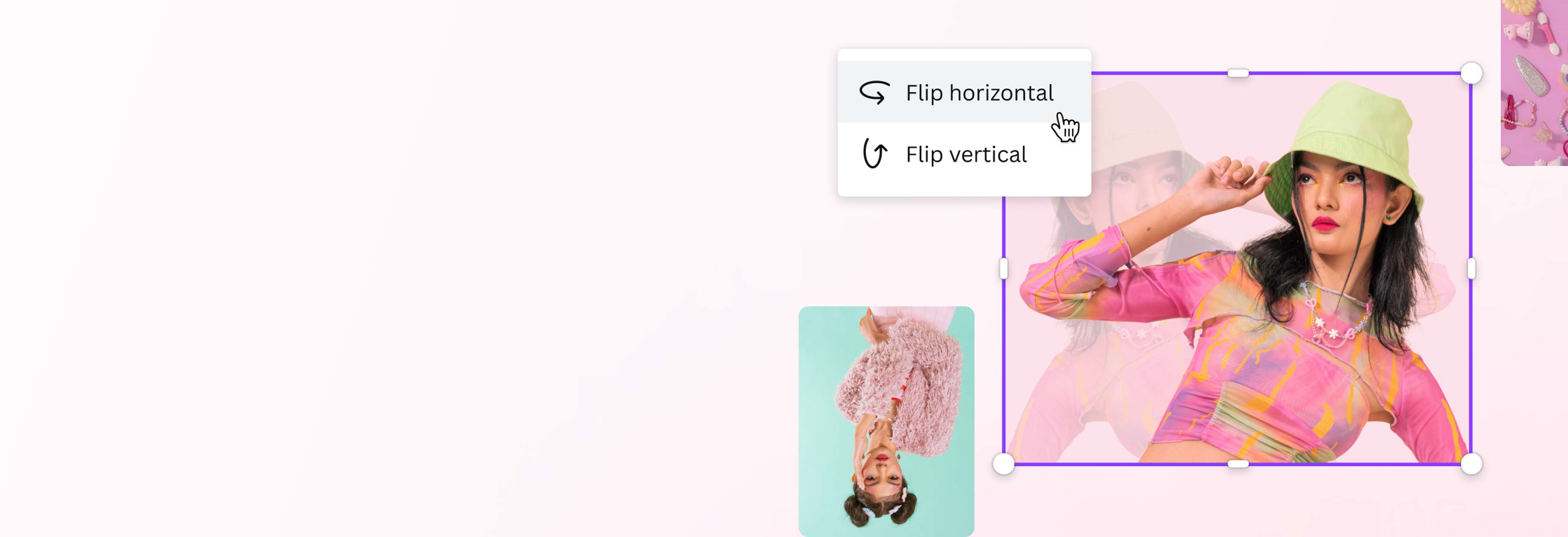 Image inversée avec l’outil pour retourner une image de Canva