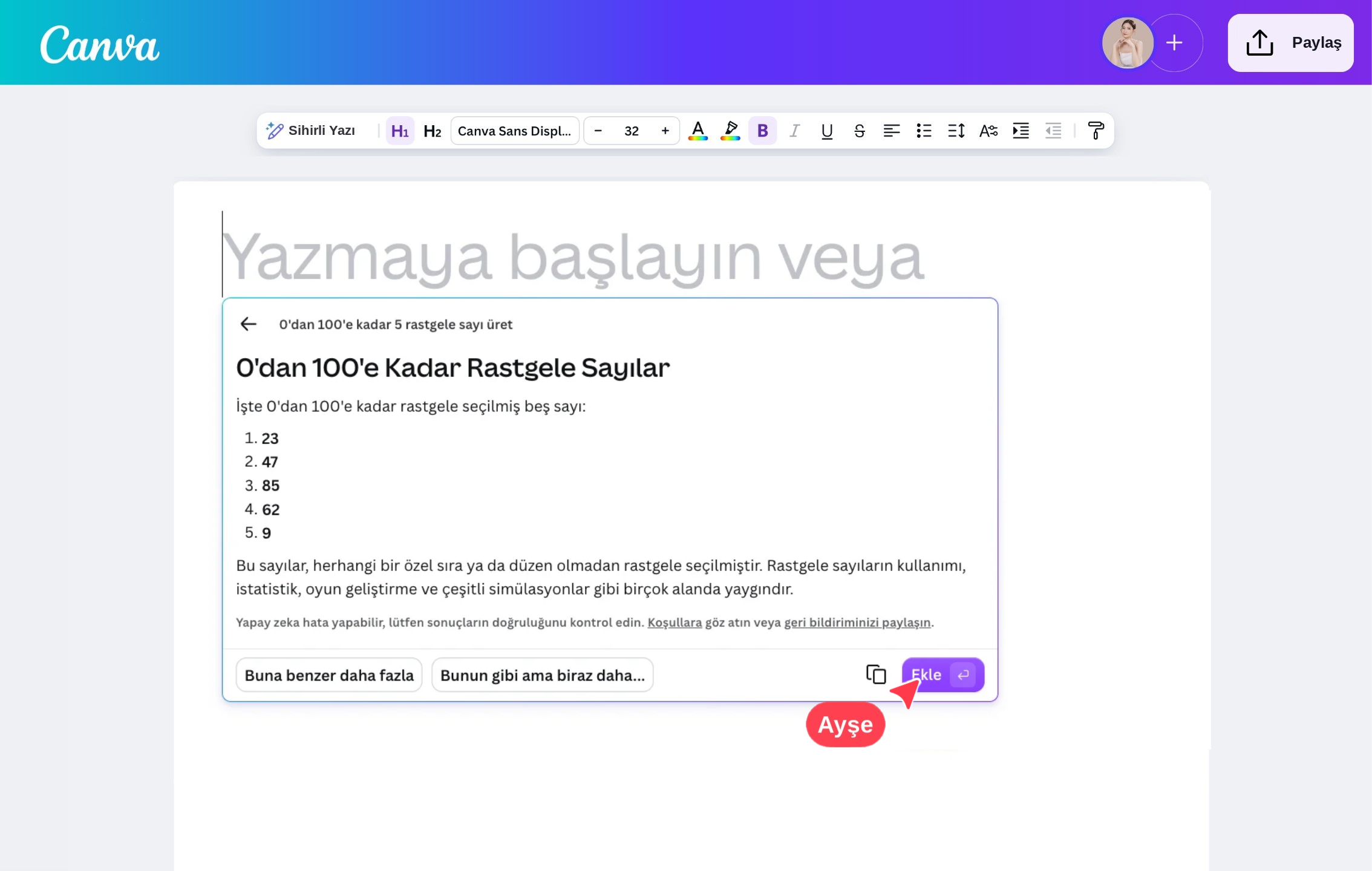Rastgele sayı seçici ile sayı üretme - Canva Rastgele sayı seçici ile sayı üretme - Canva