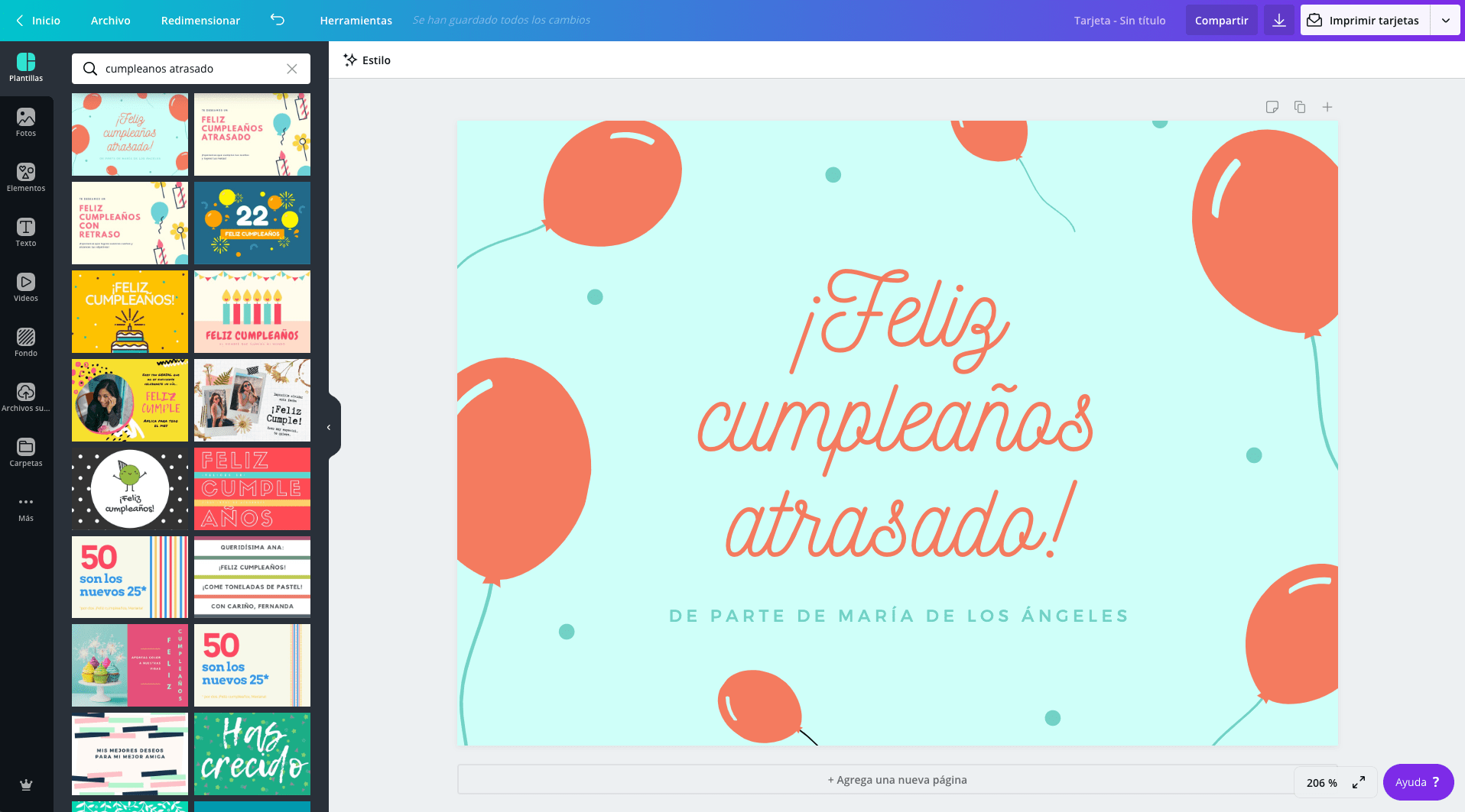 Tarjetas de cumpleaños atrasado