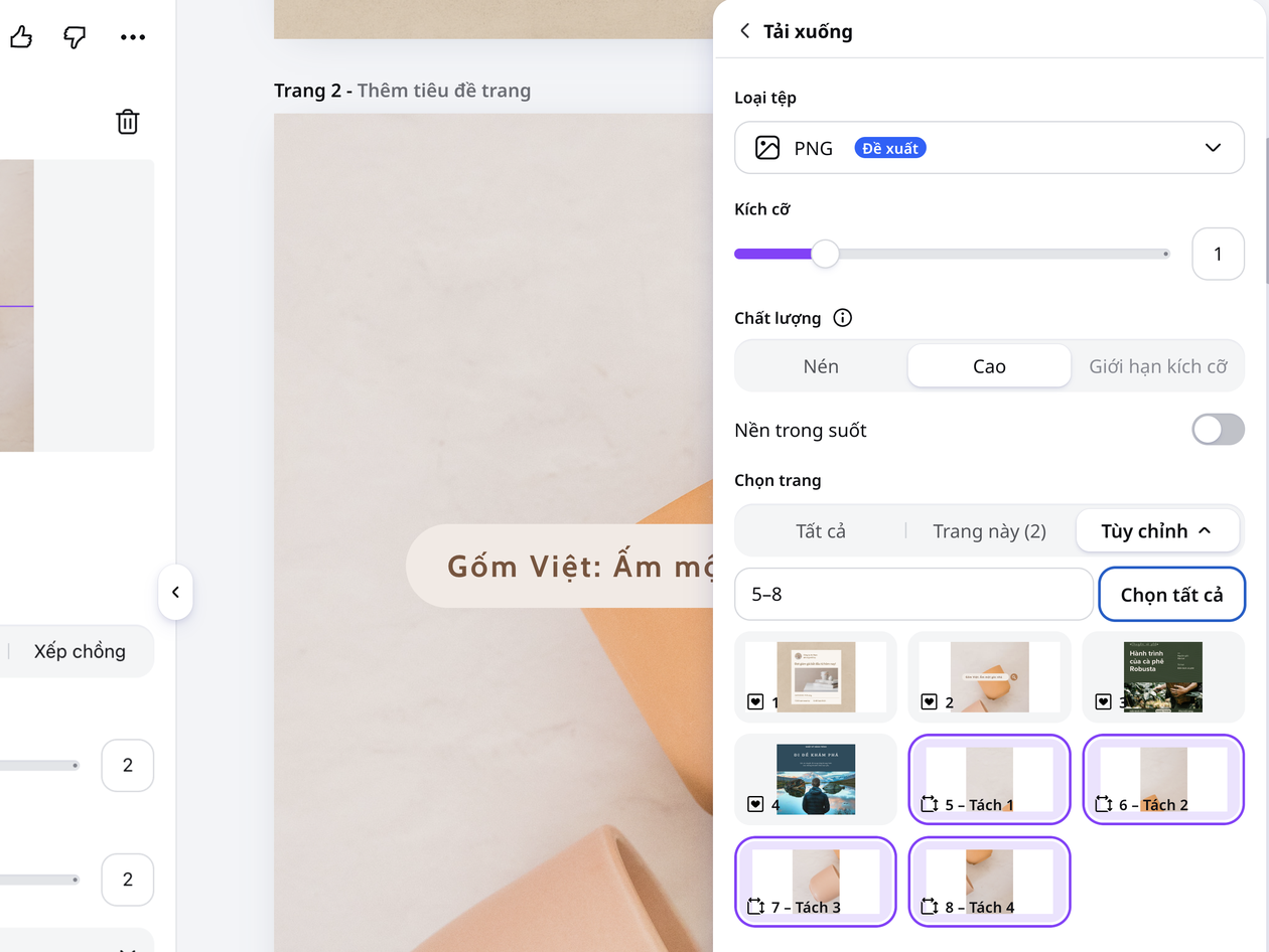 Giữ từng phần thành trang và file riêng Giữ từng phần thành trang và file riêng