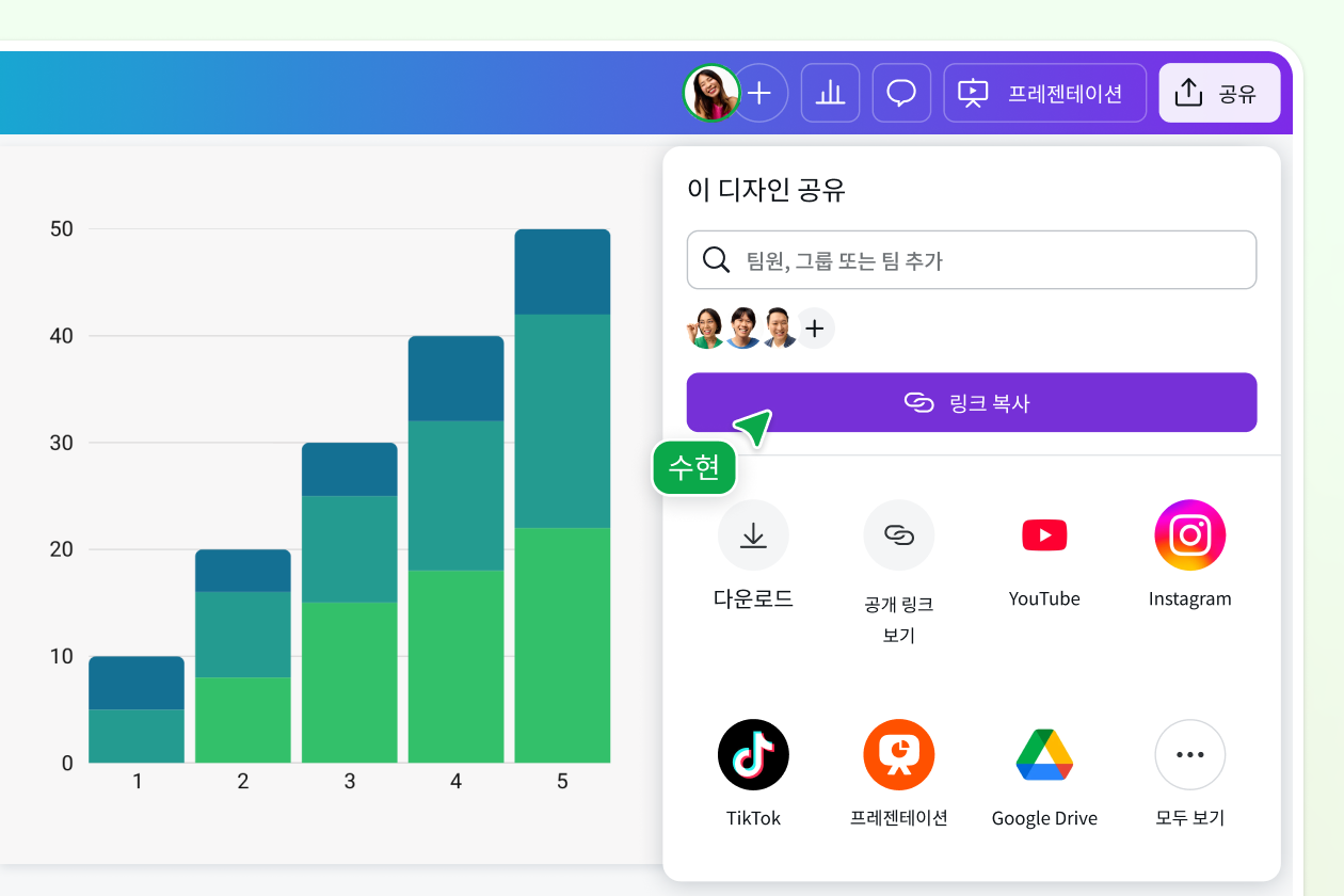 팀원과 협업하여 막대 그래프 만들기