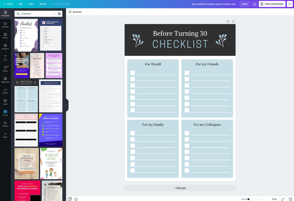 How to make a checklist - Canva