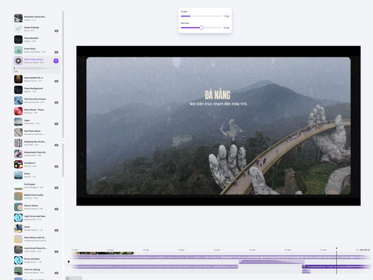 Add Music To Video Feature Card 3 Đặt hiệu ứng to dần và nhỏ dần cho nhạc nền trên Canva