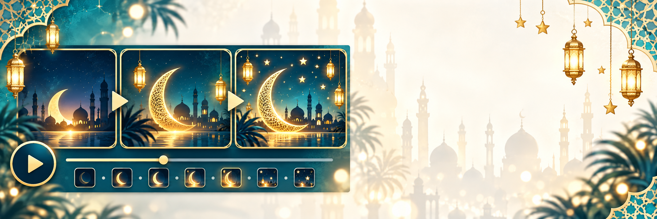 تصميم فيديو تهنئة بالعيد مخطط مشاهد لفيديو تهنئة بالعيد مع رمز تشغيل