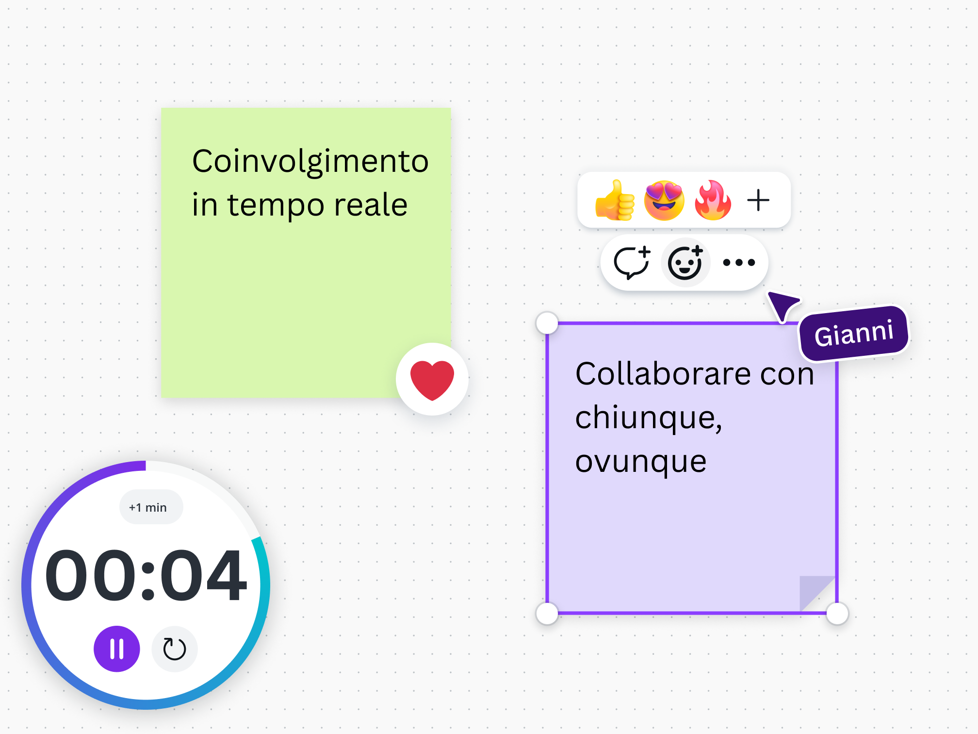 Anteprima funzioni di collaborazione in tempo reale della lavagna online di Canva