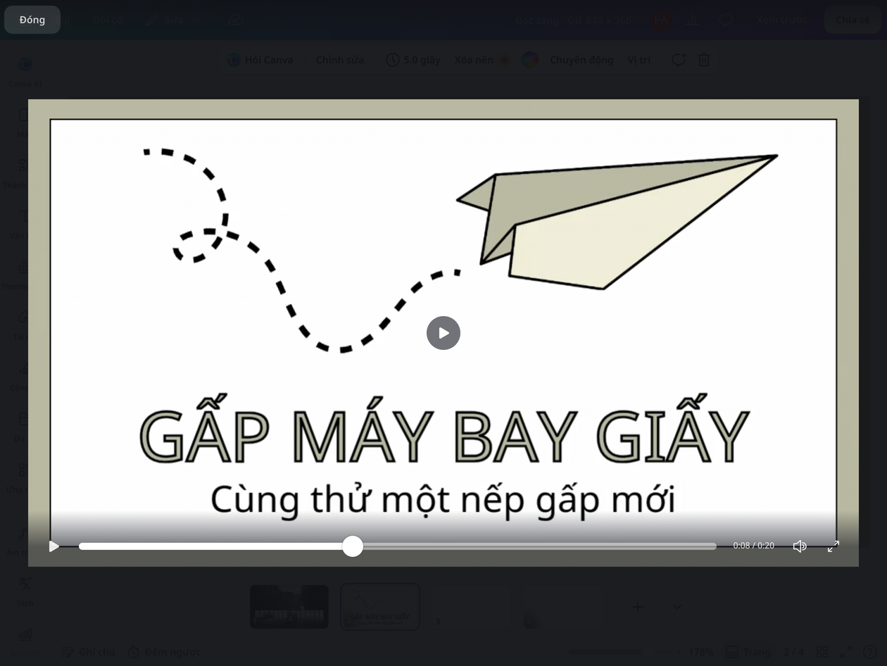 Xem trọn chuyển động trước khi chốt bố cục