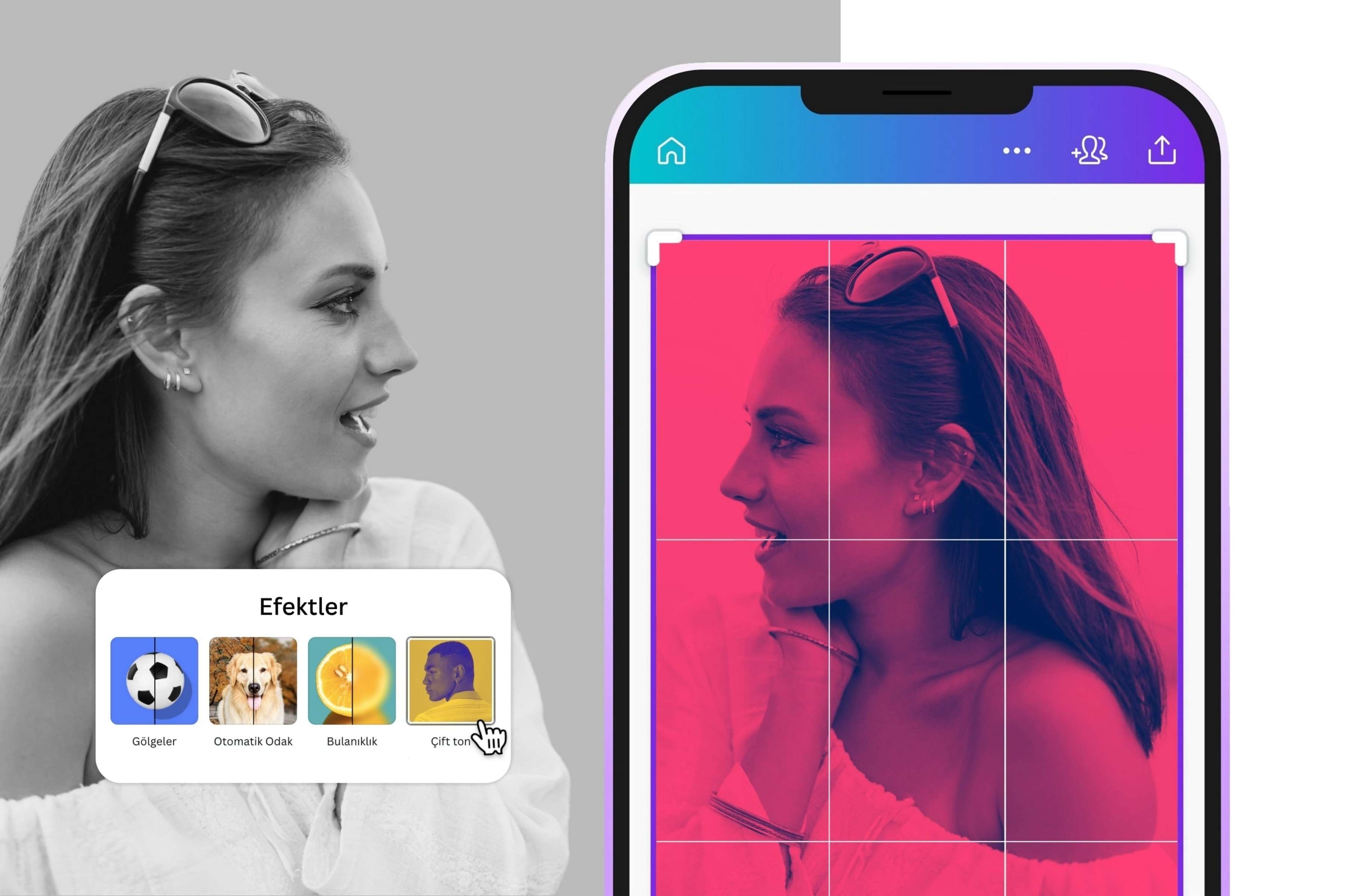 sağa bakan resmi sola çevirme - Canva