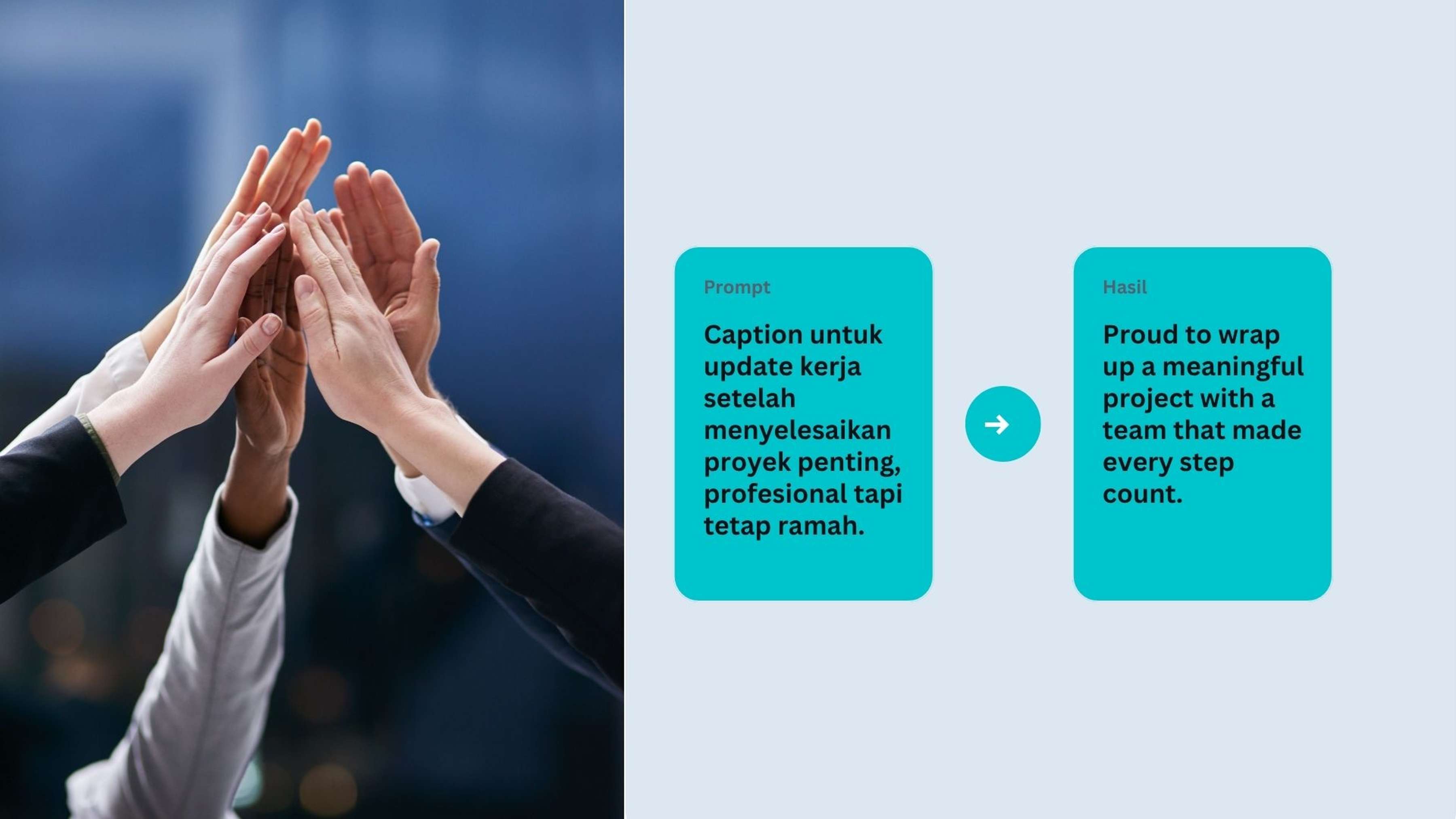 Contoh prompt untuk membuat caption bahasa Inggris