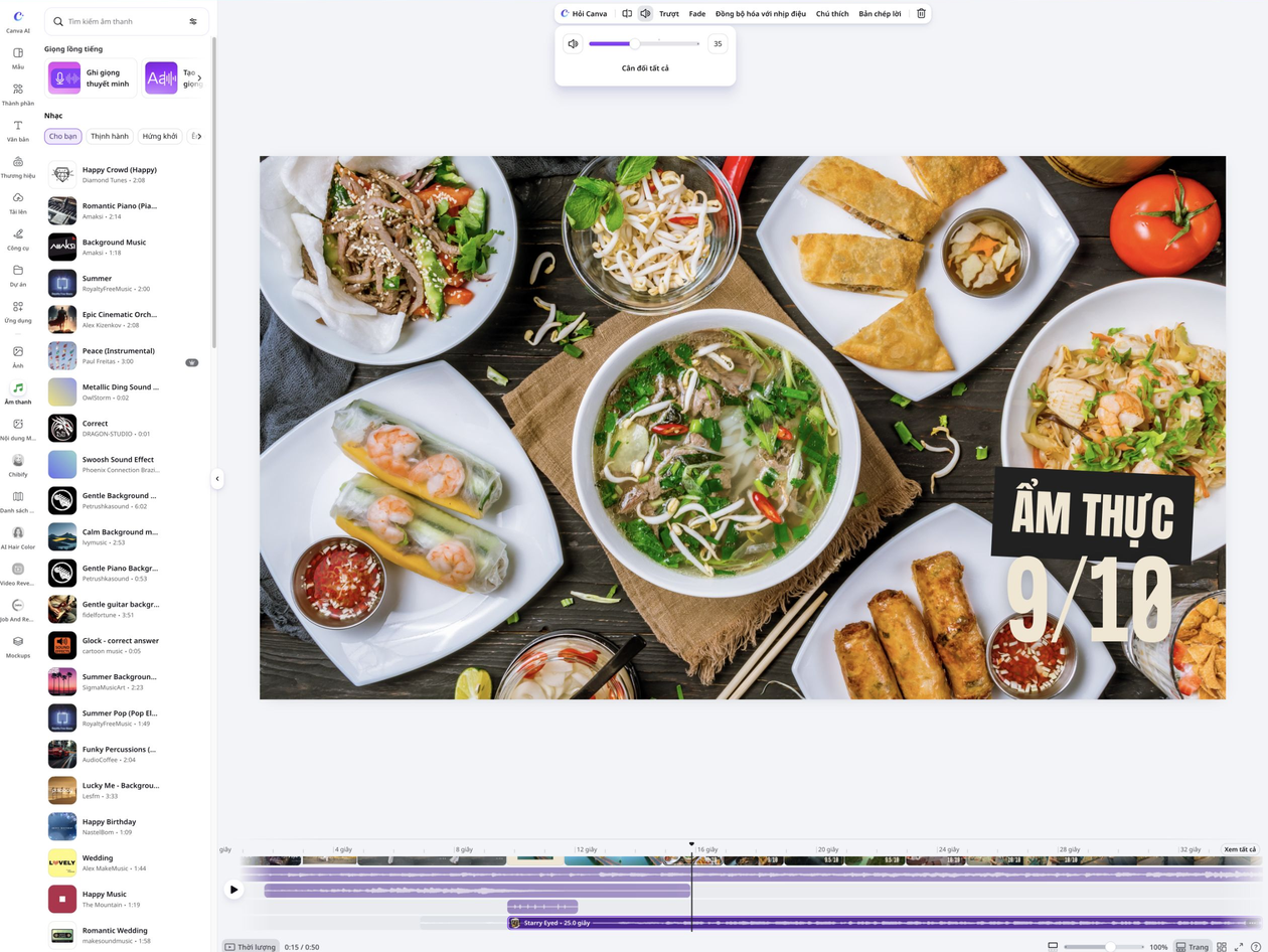 Add Music To Video Feature Card 3 Chỉnh âm lượng từng lớp âm thanh trong video trên Canva