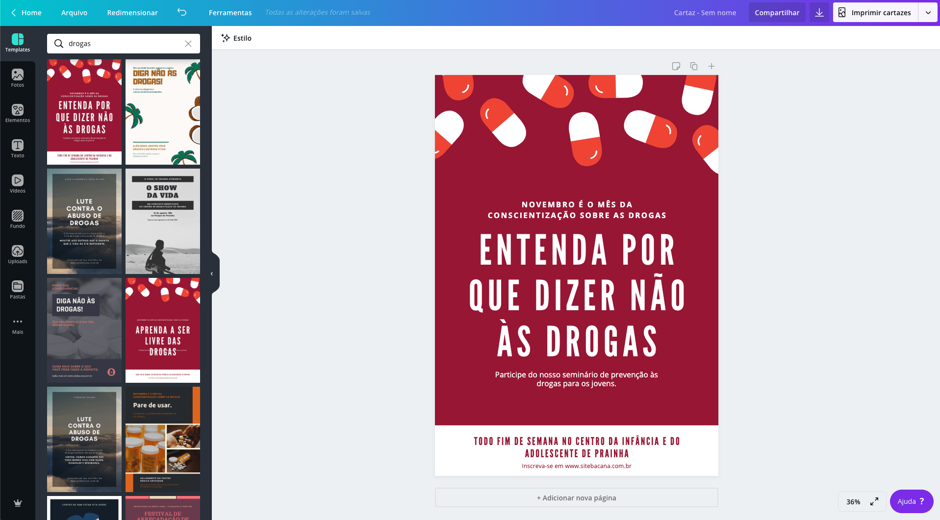 Cartaz para sobre drogas