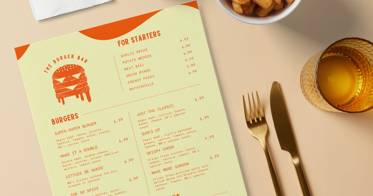 modern menu board design