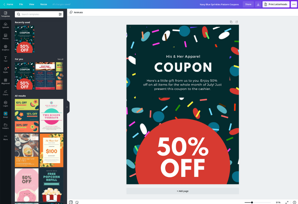 How to make coupons - Canva