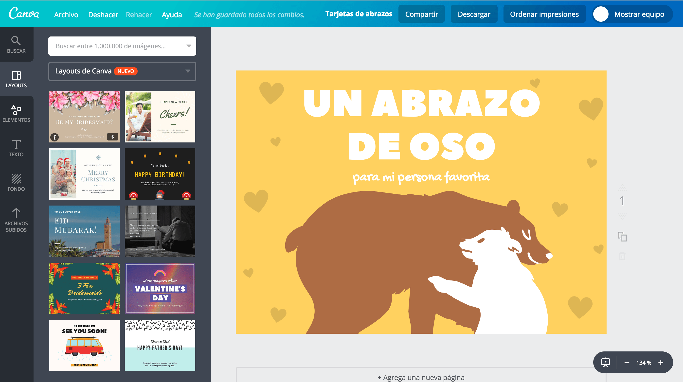 Tarjetas de abrazos