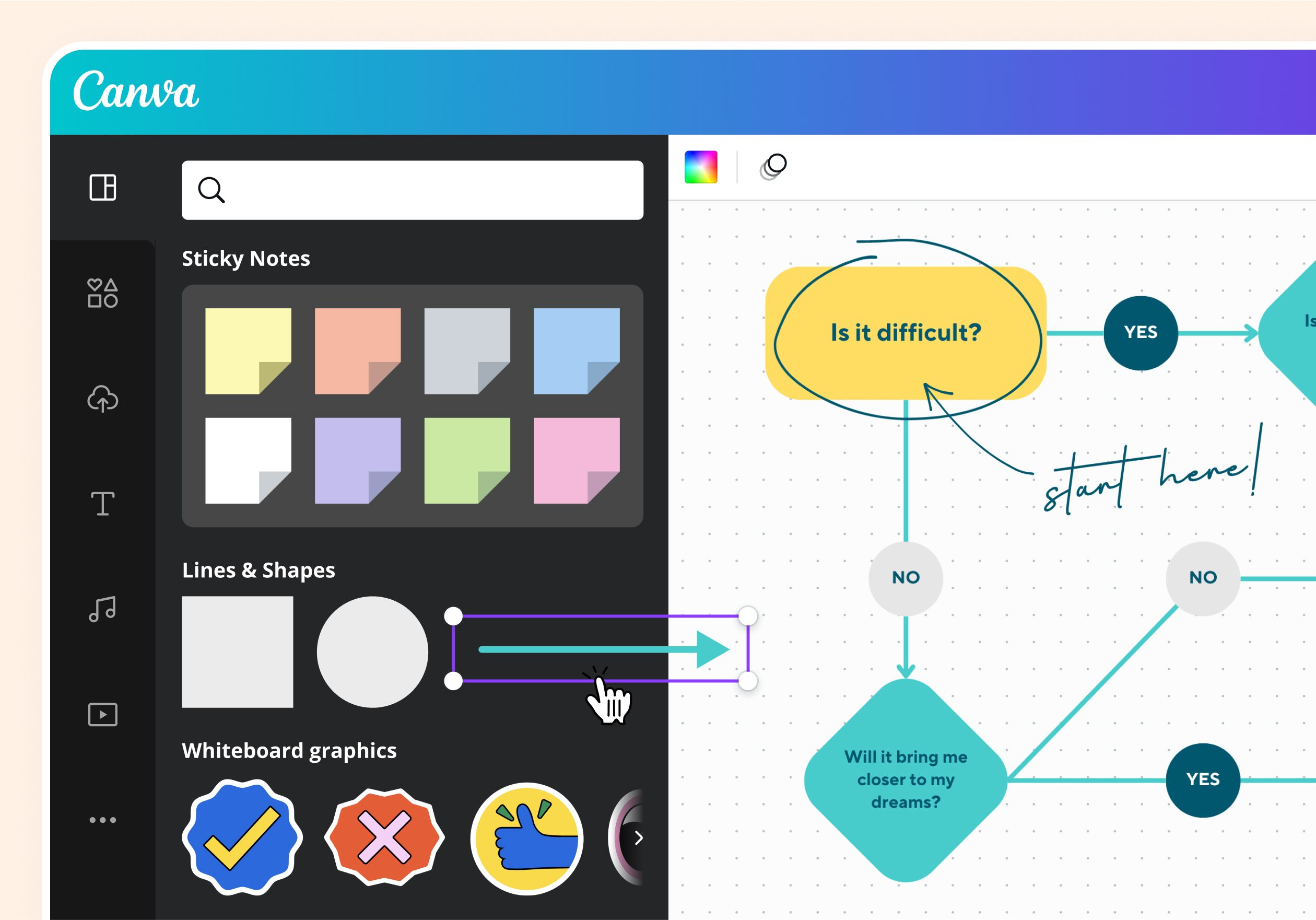 Drag and drop elements in your decision trees