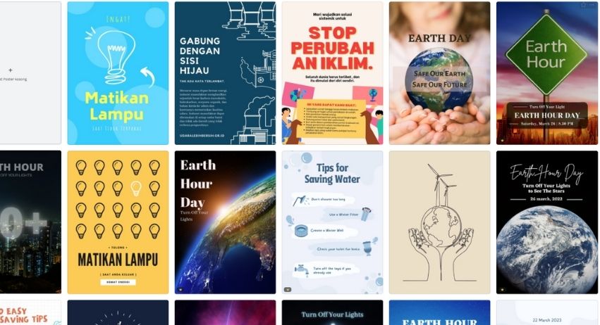 membuat poster hemat energi canva