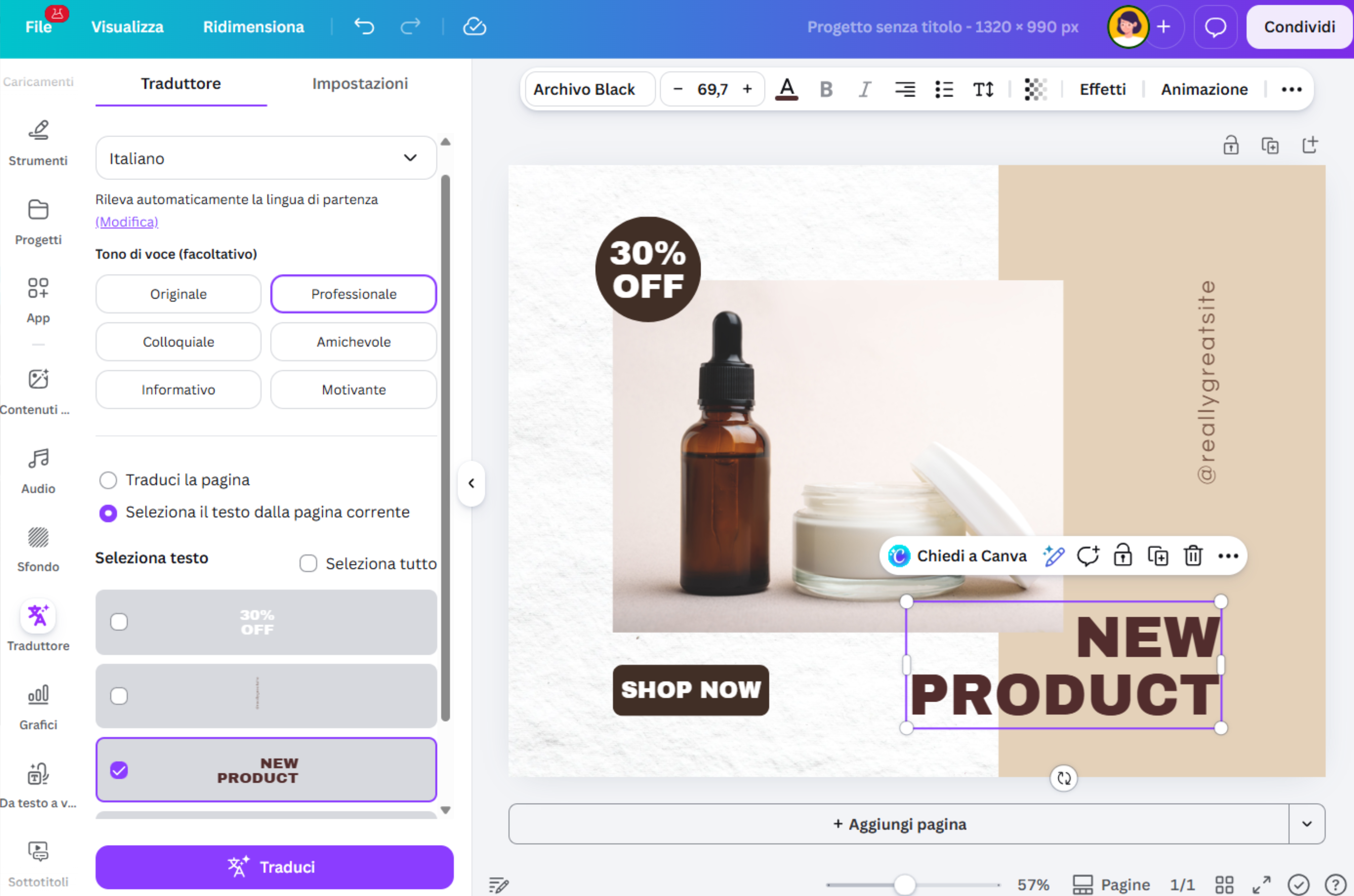 Traduci foto prodotti e screenshot