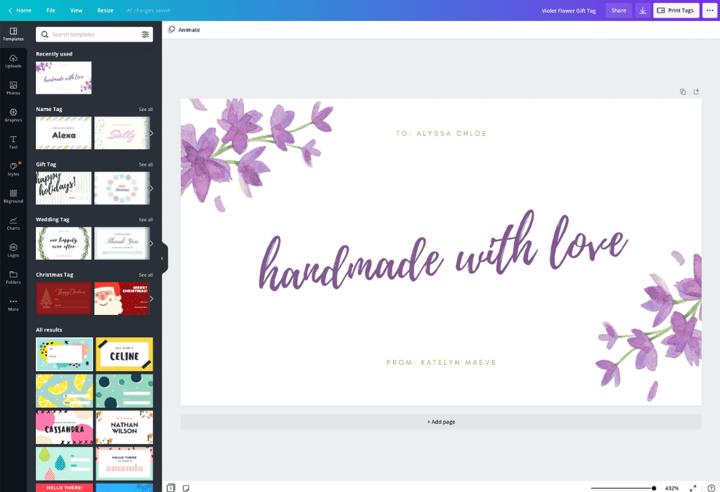 How to make a gift tag - Canva