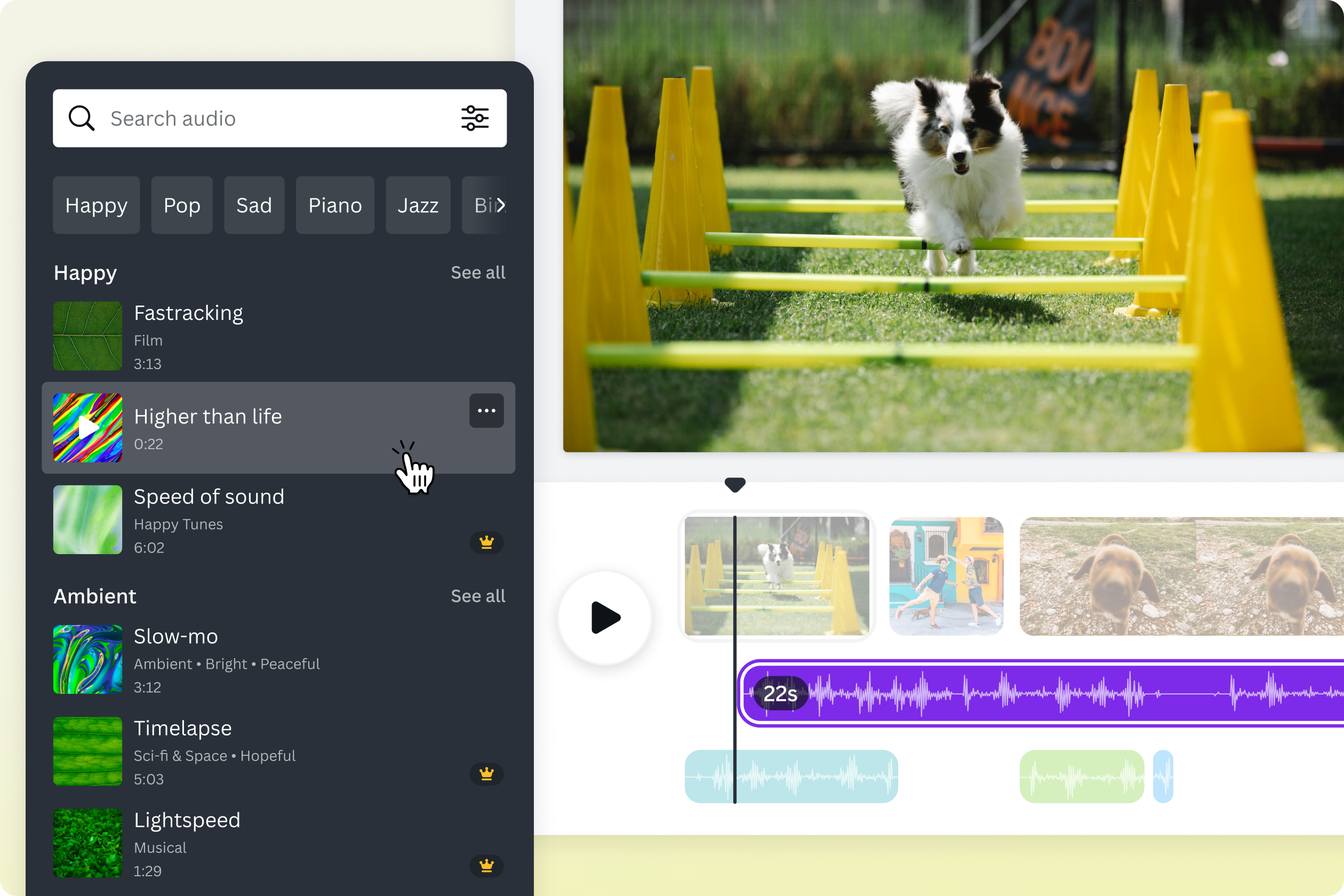 เร่งความเร็วและใส่เพลงเข้าไปในวิดีโอของคุณ