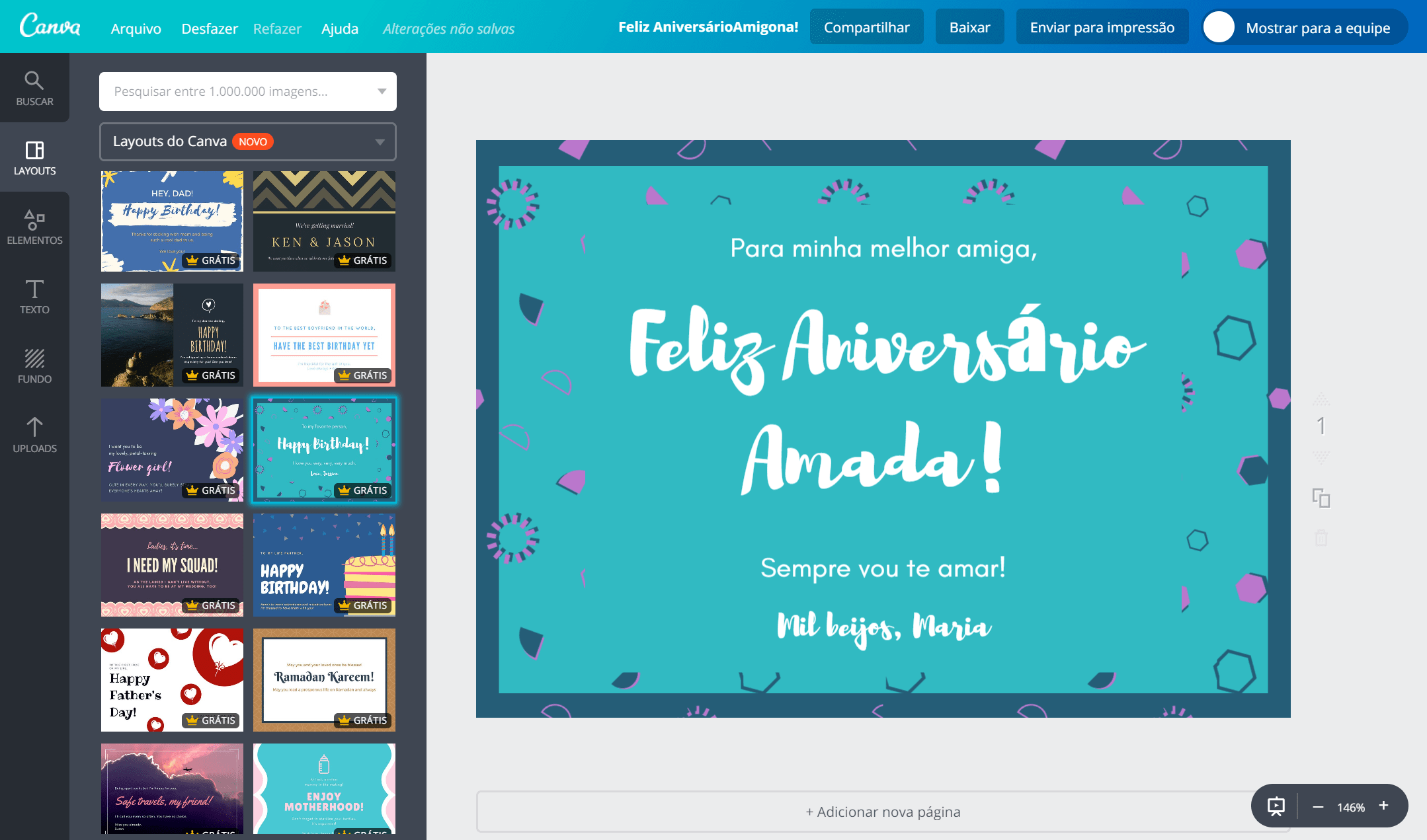 Cartão de aniversário para amiga Cartão de aniversário para amiga