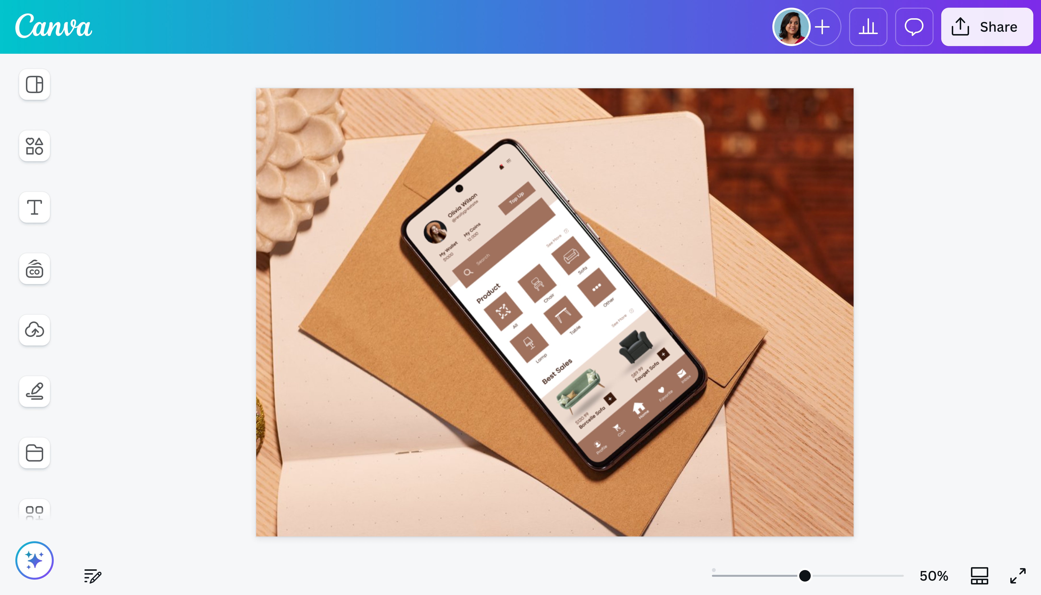 Anteprima mockup ipone creato su Canva