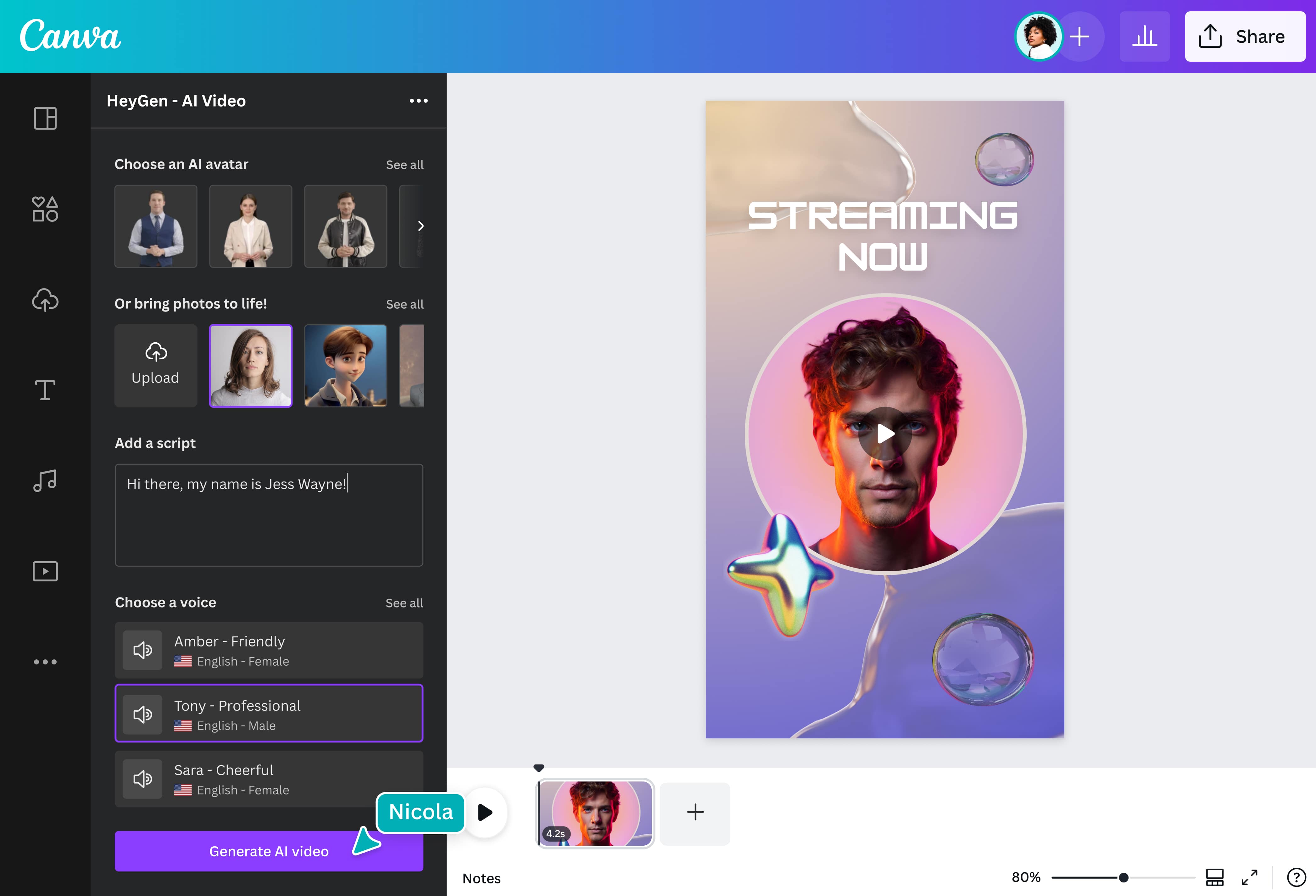Gerador de vídeos com IA: Cria vídeos online gerados por IA | Canva