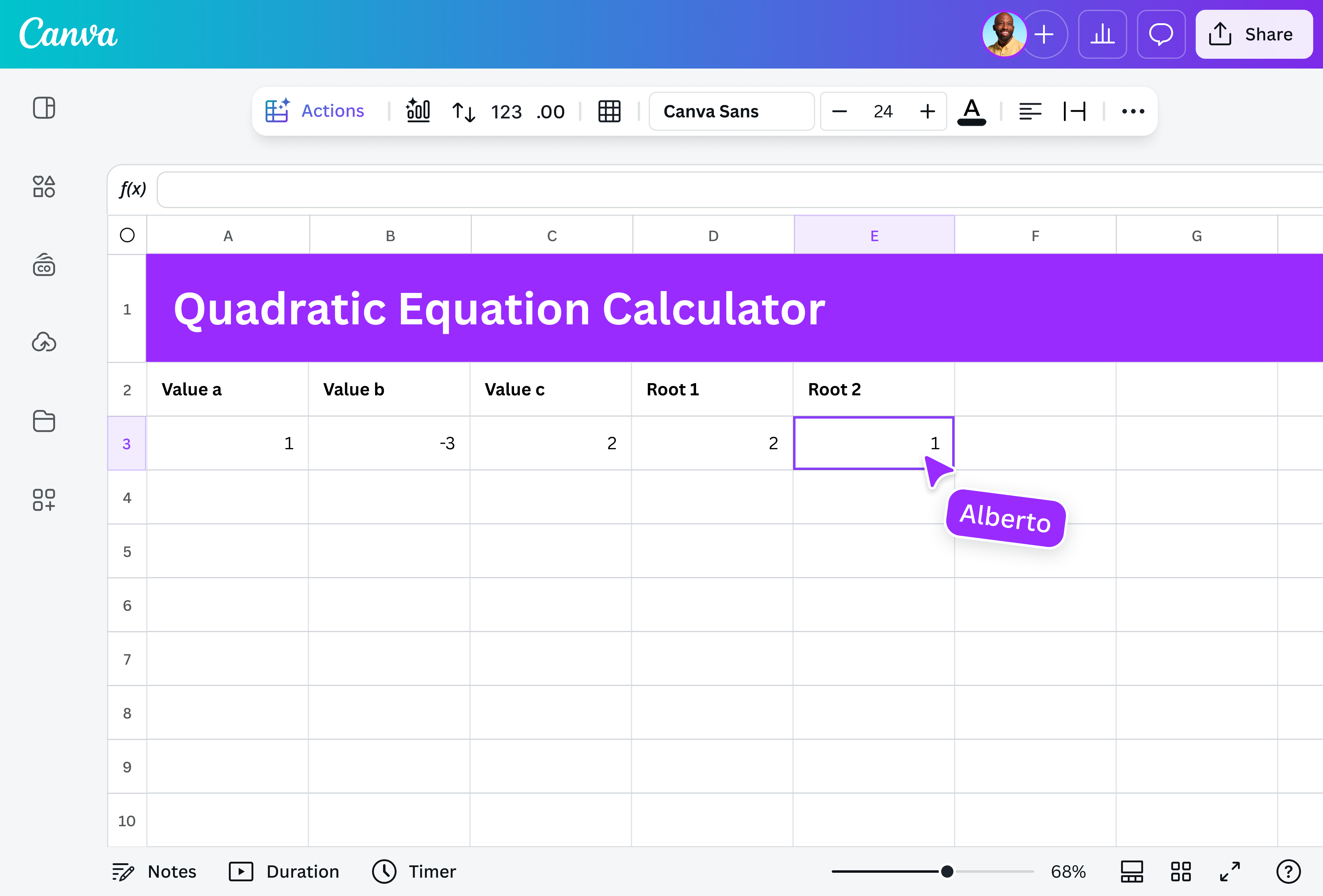Free online quadratic equation calculator | Canva