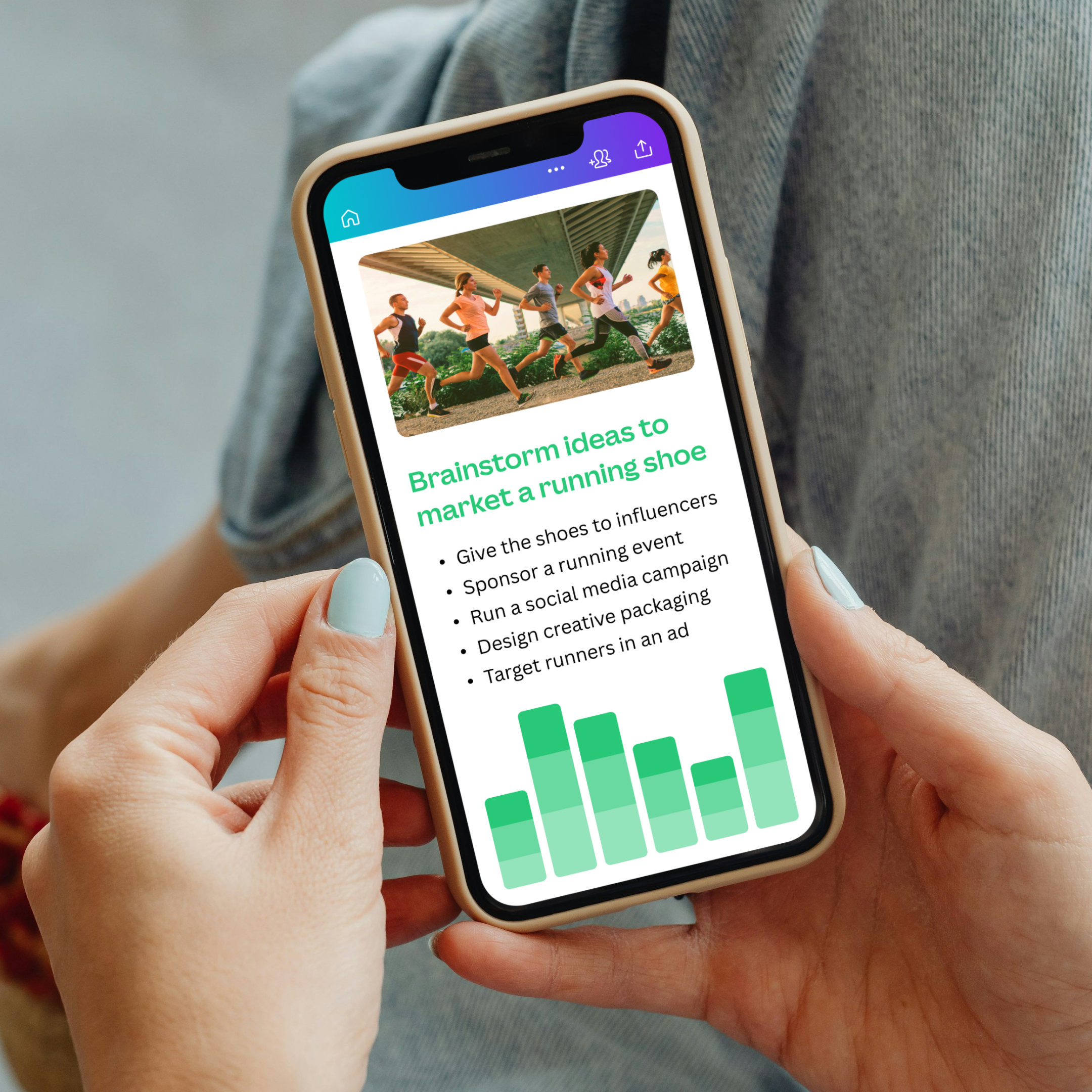 Access your Canva doc on your mobile phone