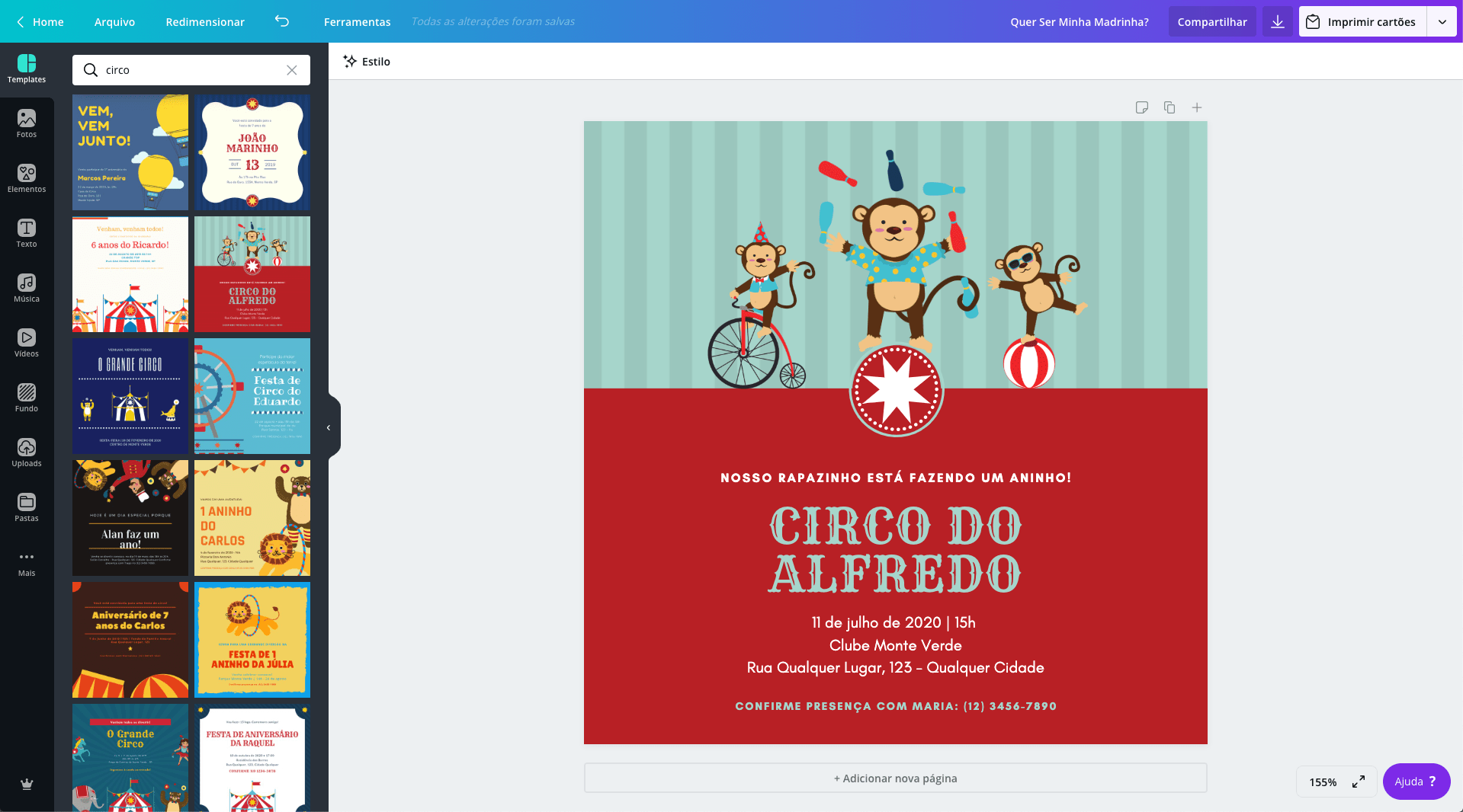 Convite de circo