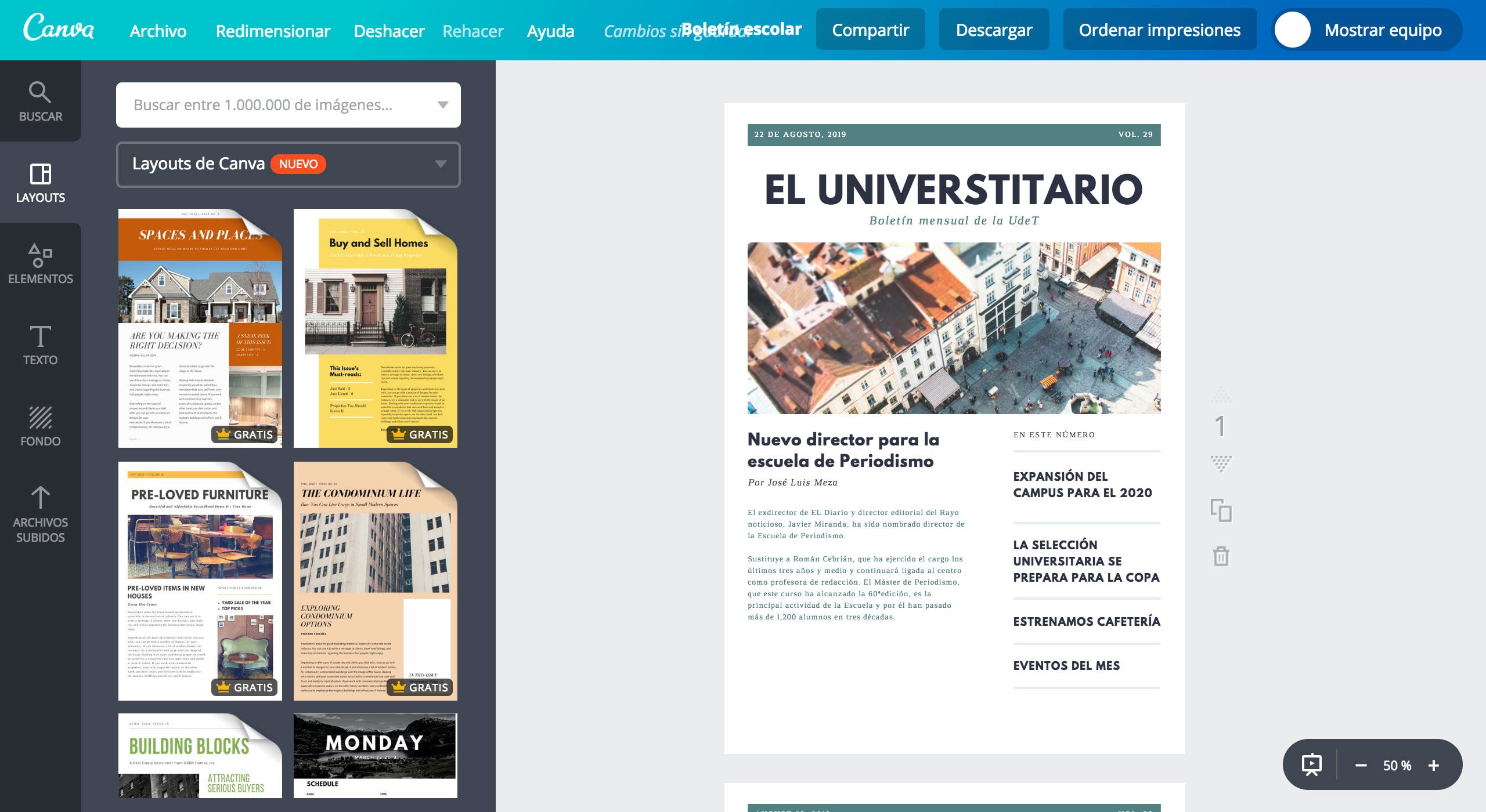 Boletín informativo escolar