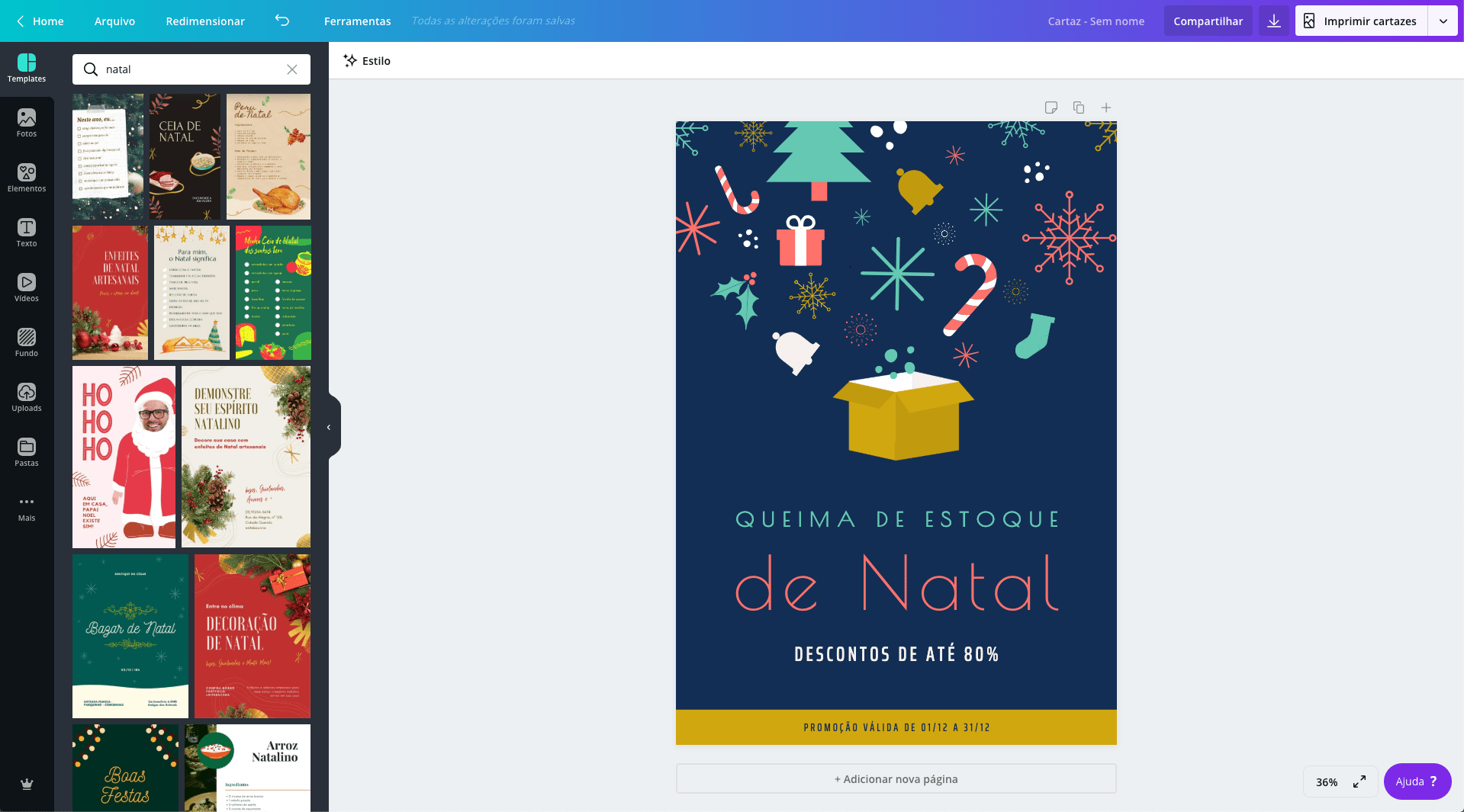 Criar cartaz de Natal online - Canva