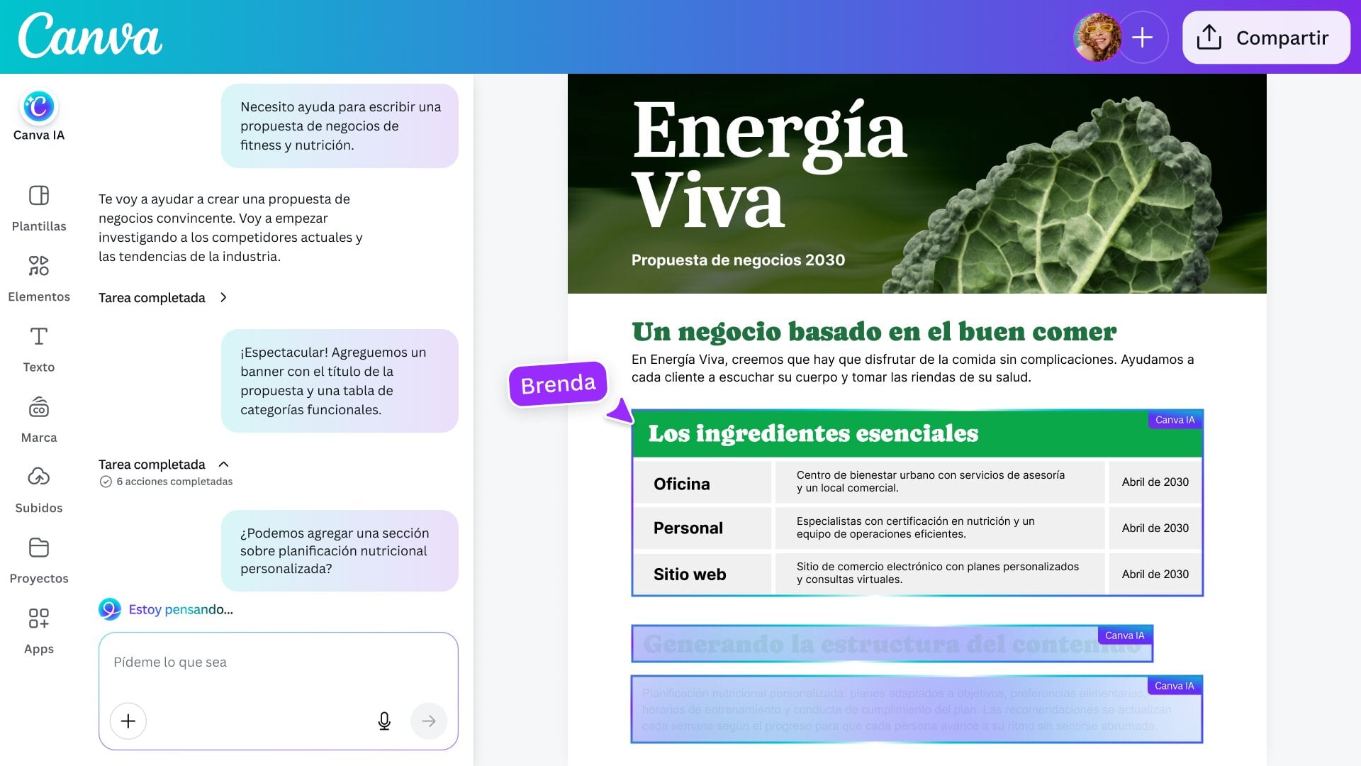 Image showing how Canva AI works with you in Docs