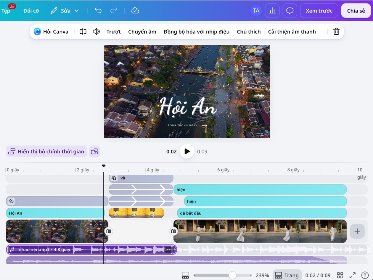Hoàn thiện phần nghe và phần nhìn trong video Canva Hoàn thiện phần nghe và phần nhìn trong video Canva