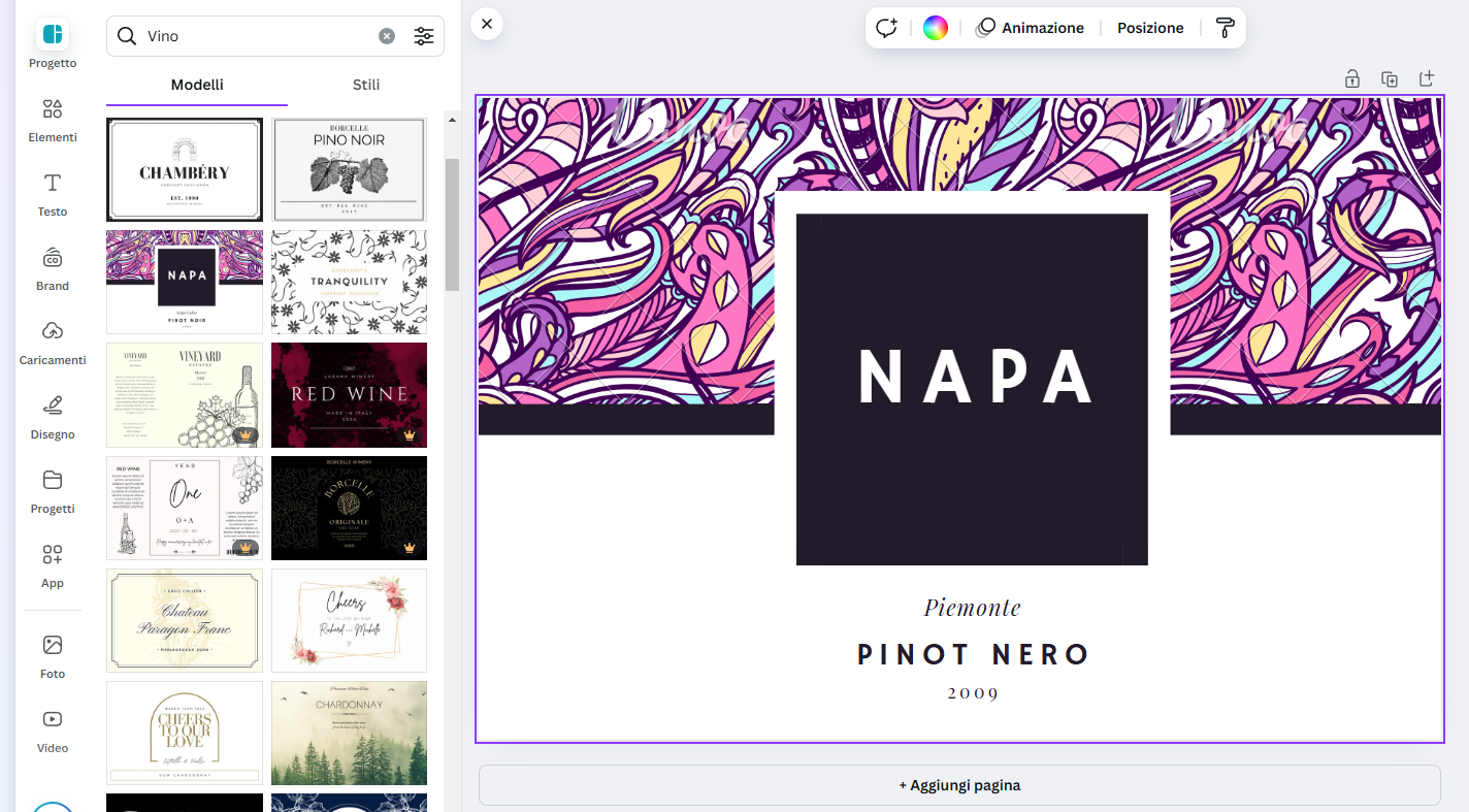 Crea etichetta vino su Canva Anteprima modelli di etichette vino personalizzate