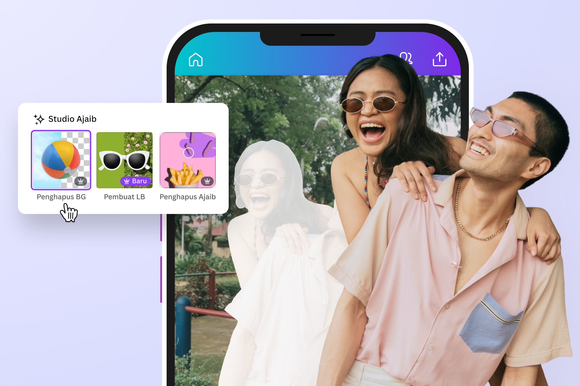 Hapus objek dan hapus latar belakang pada gambar Anda