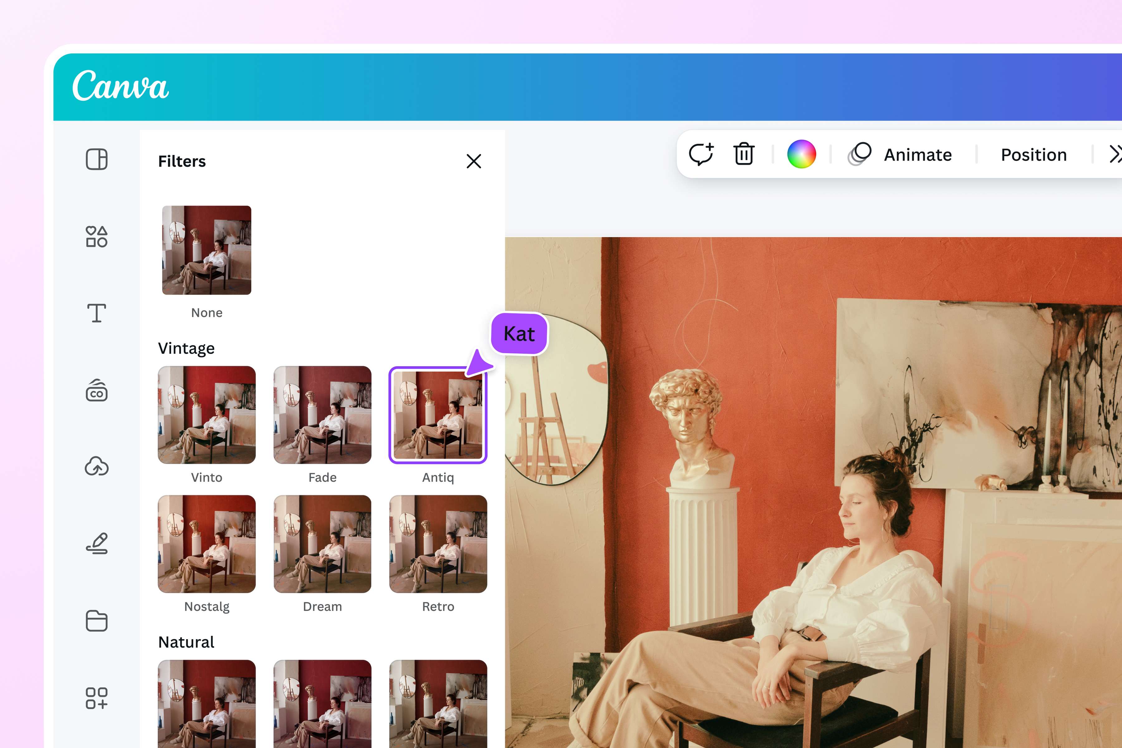 Apply vintage antiq filter to your image
